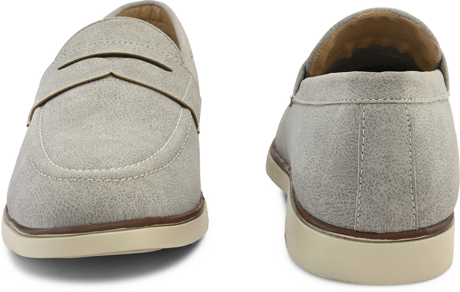 Image of Roadster Men beige solid suede round toe comfortable slip on moccasins stylish casual lo Loafers For Men