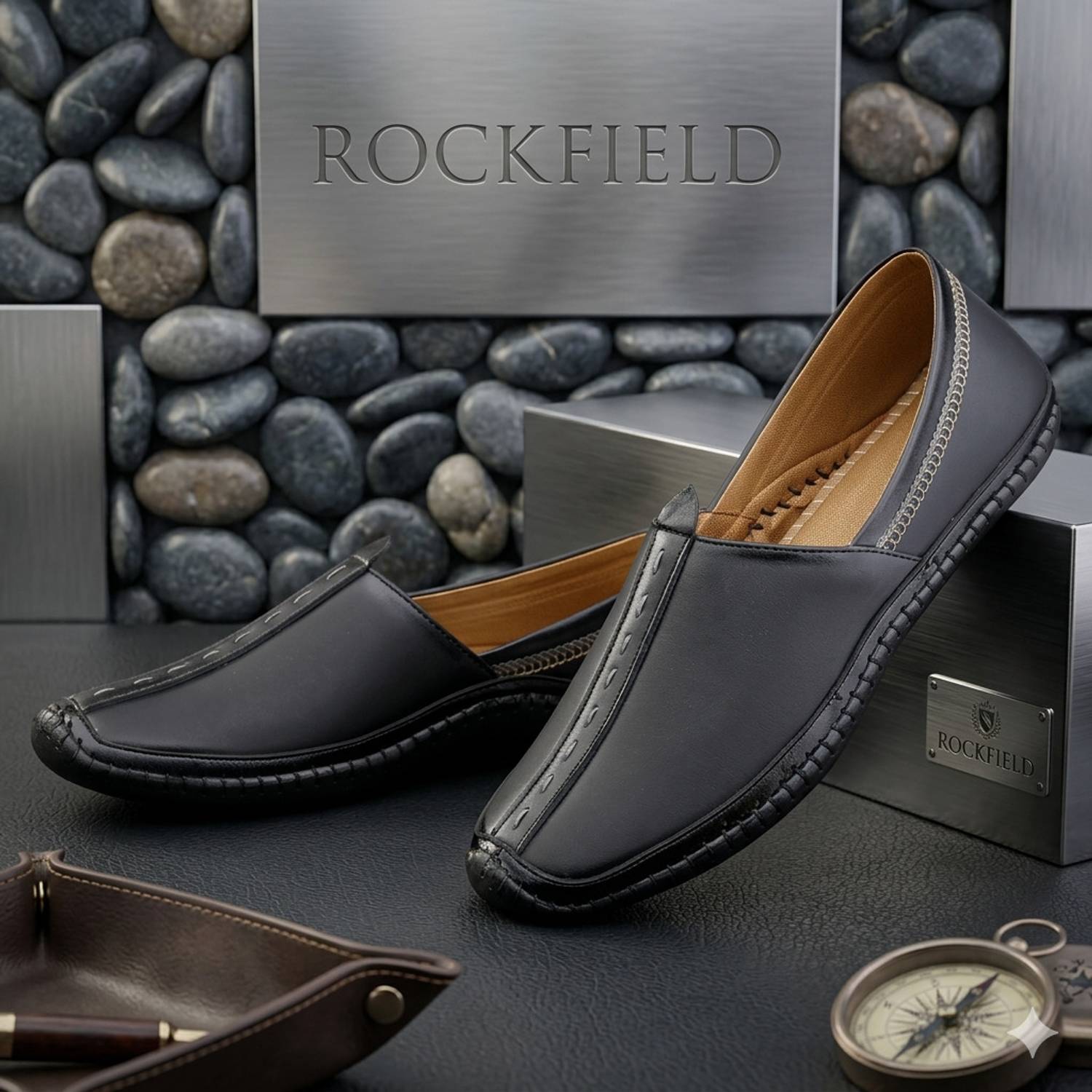 ROCKFIELD Men Black Loafers - Image 2