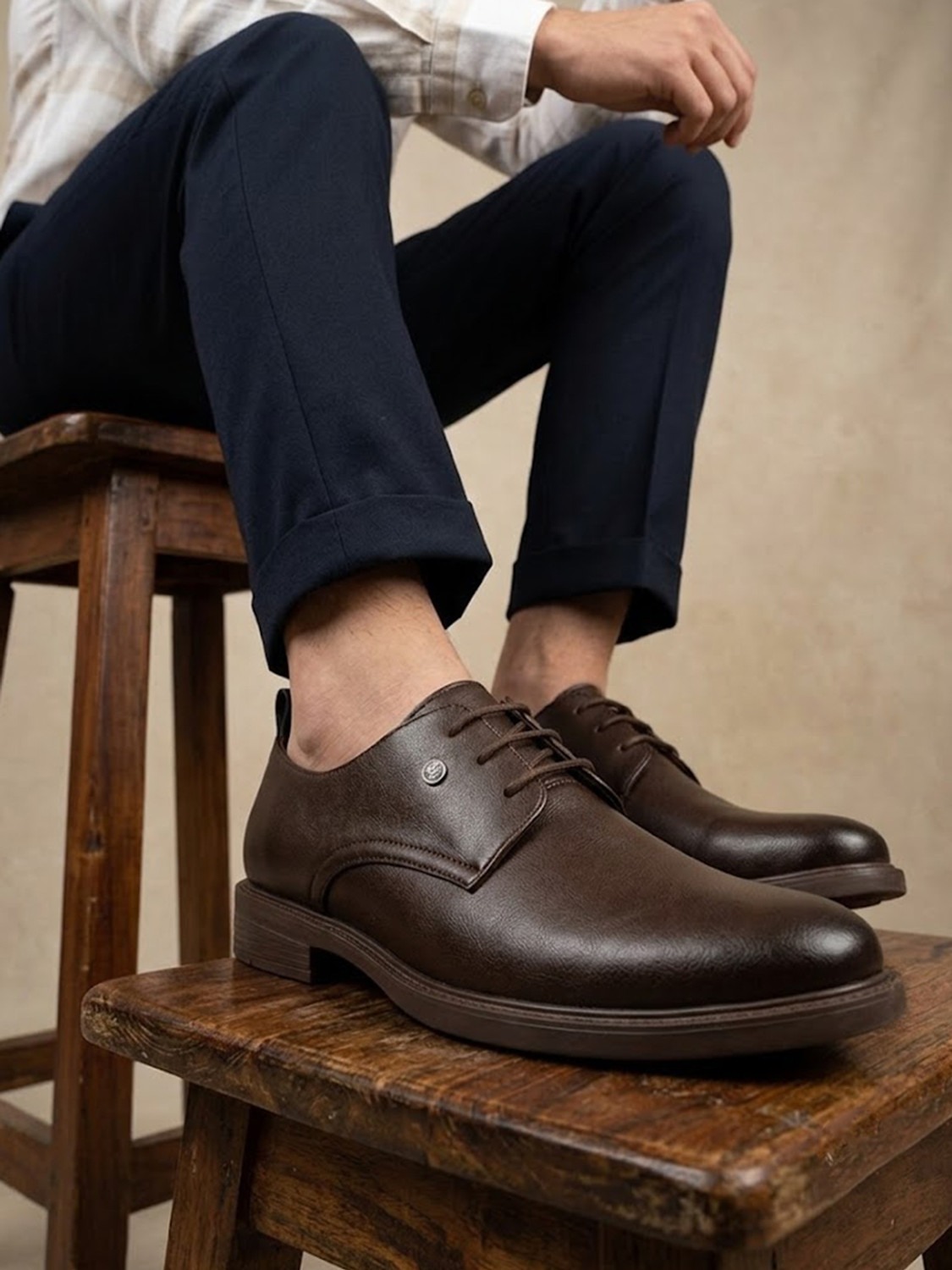Image of House of Pataudi Men's Luxury Leather Wedding & Formal Shoes Lace Up For Men (Brown, 10)