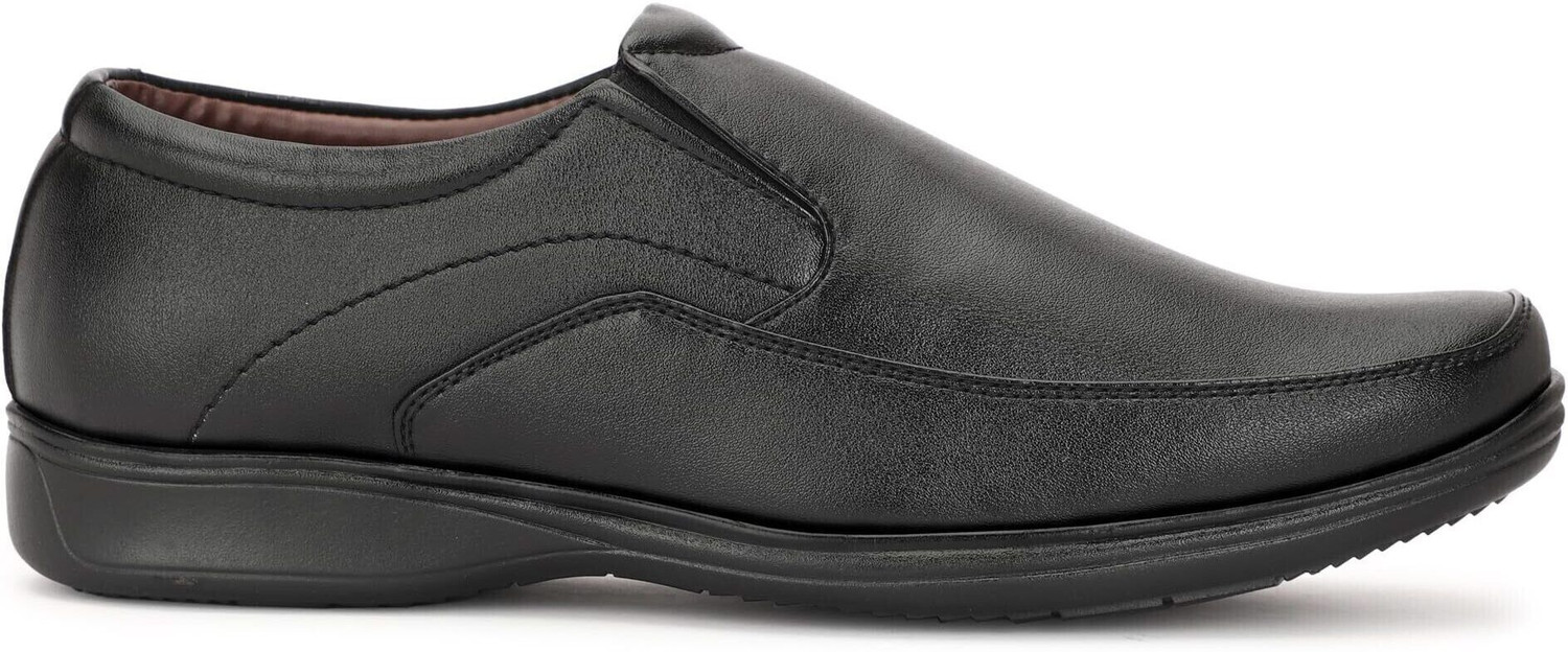 Image of NARKI Formal Shoes for Men Black Office Shoes Without Lace Mens Formal Shoes Jute Slip On For Men