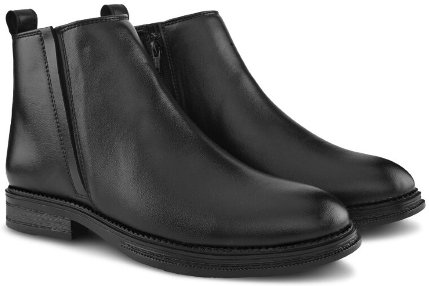 Image of Roadster Men Black Solid Casual Comfortable Lightweight Chelsea Boots With Zip Boots For Men