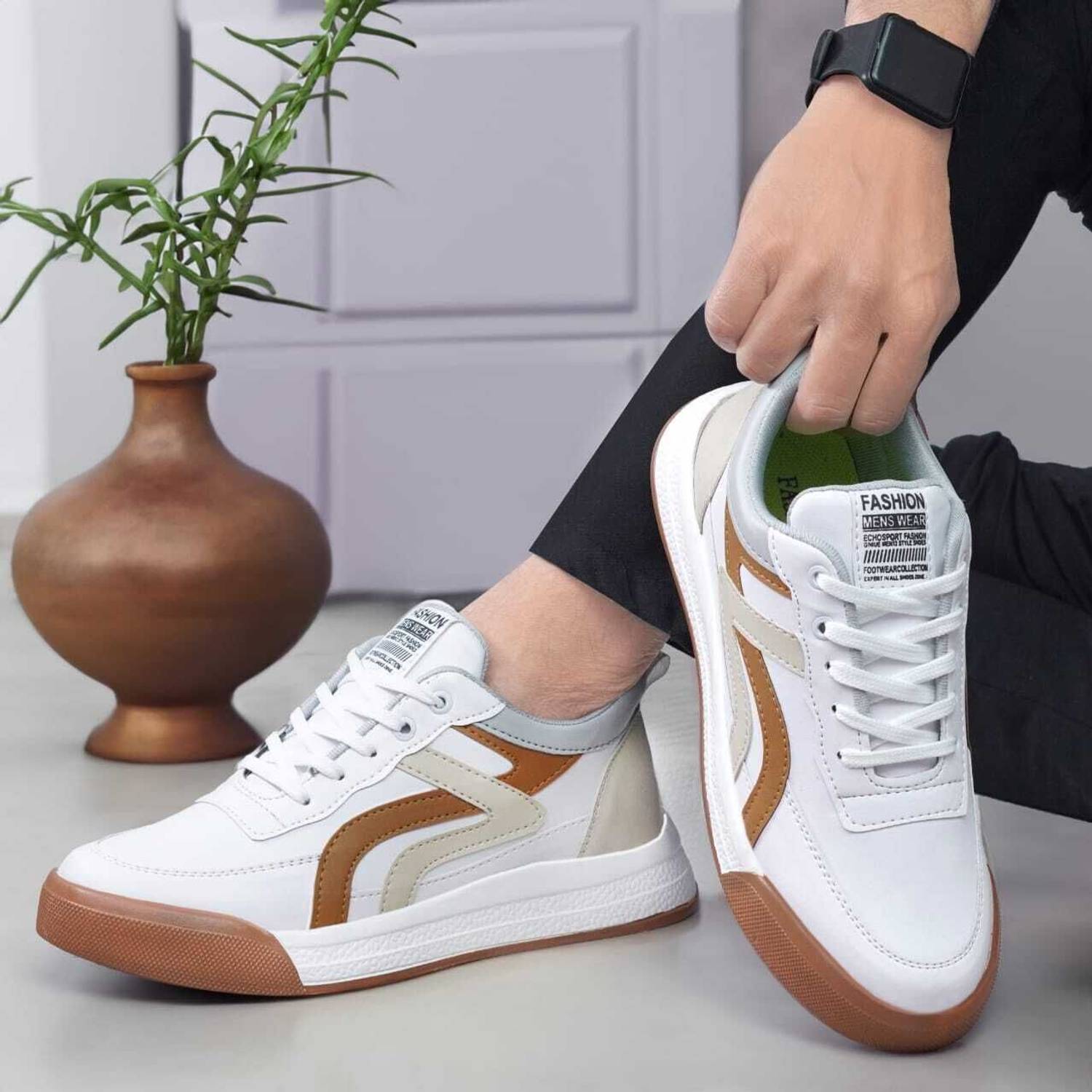 Luckstep Men's White Casual Sneakers - Image 4
