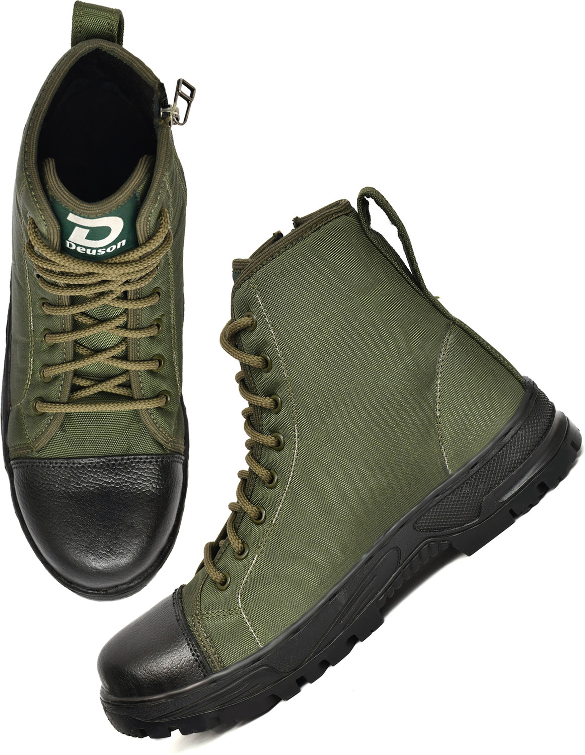 Image of DEUSON Waterproof Jungle Boot Zip Anti Slip Rubber Sole Shoes Army And Trekking Boots Boots For Men