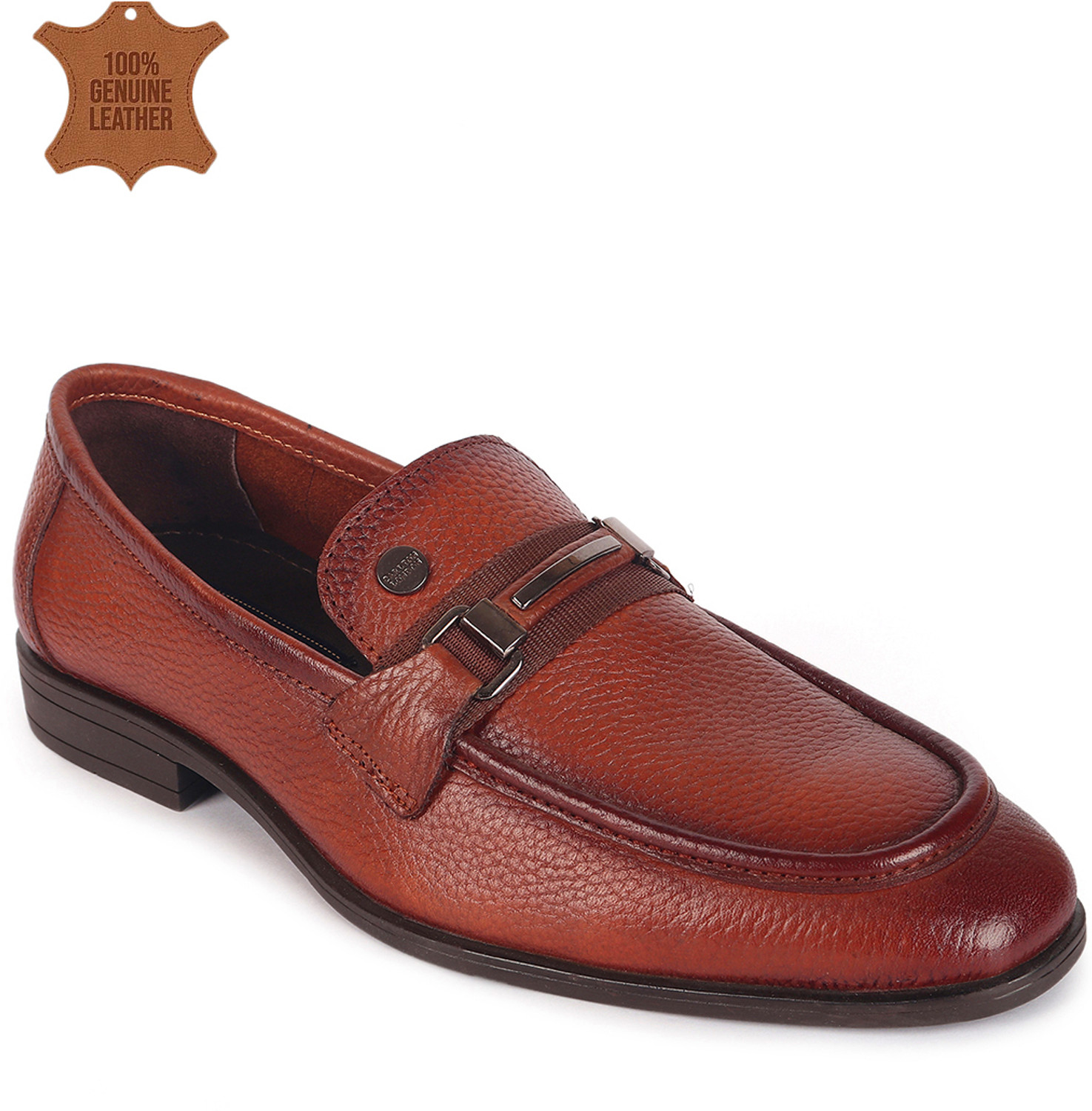 Image of CARLTON LONDON Men's Pebble Leather Dress Loafer with Contrast Band Loafers For Men