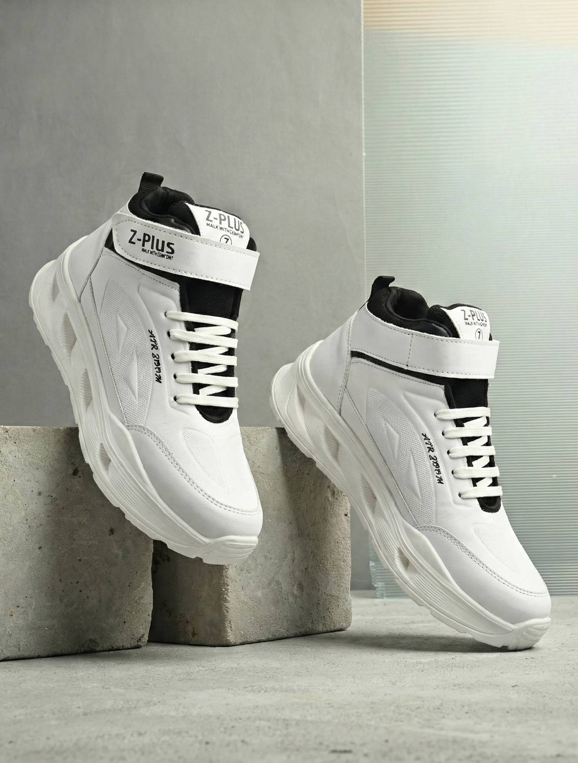 Zpluse Men's High Top Sneaker Lace Up Boot Shoes - Image 1