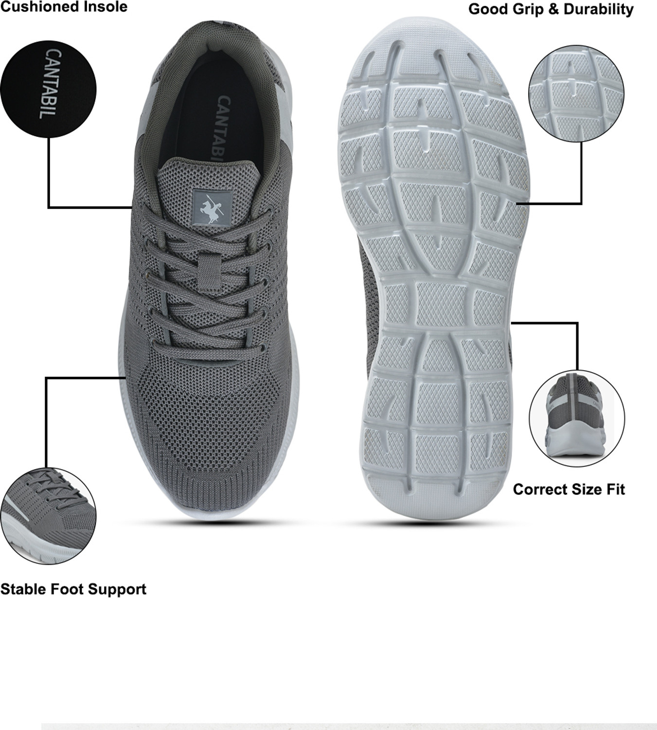 Image of CANTABIL Sneakers Shoes for Men l Lightweight & Comfortable with Cushioned Insole Running Shoes For Men