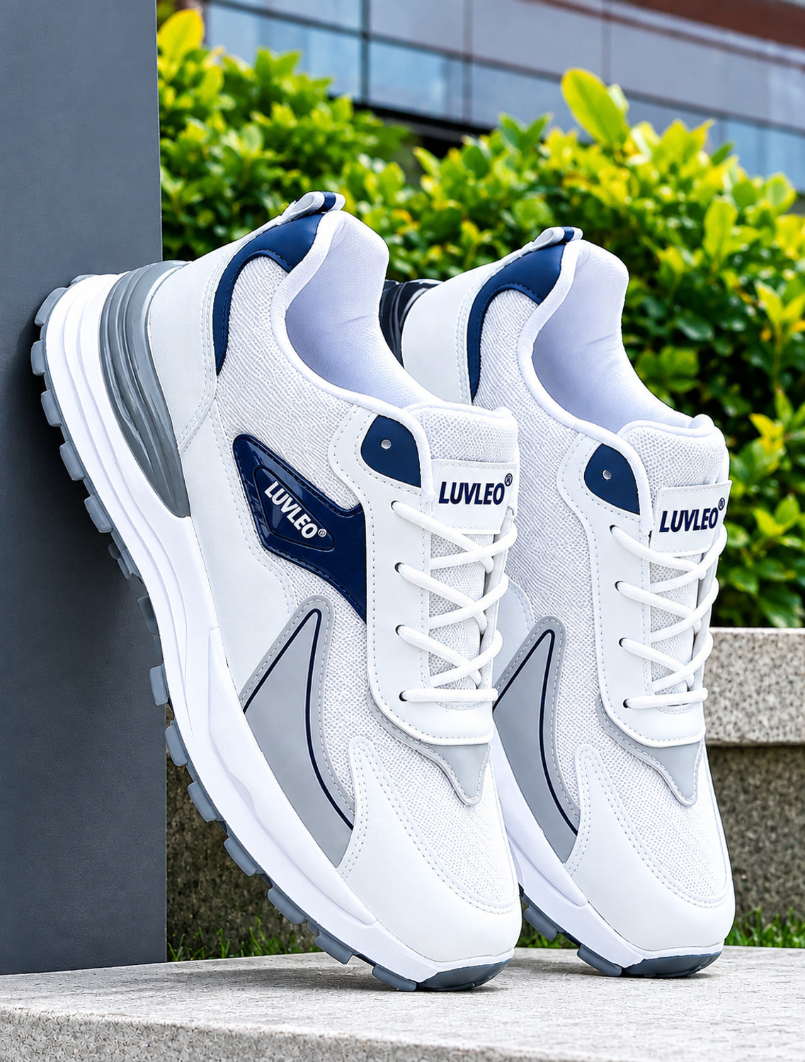Image of LUVLEO White Sneakers For Men | Stylish Casual Shoes | Lace Up Daily Wear Shoes Sneakers For Men (White, 6)