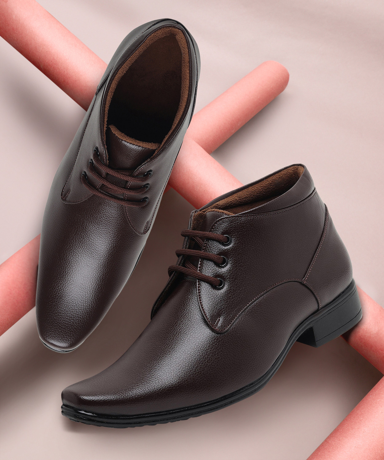 Image of Zixer Synthetic Leather Ankle Formal Shoes Men || Office Shoes For Men Stylish || Chukka Boots Men || Party Wear Long Shoes For Men Long Boots Lace Up For Men