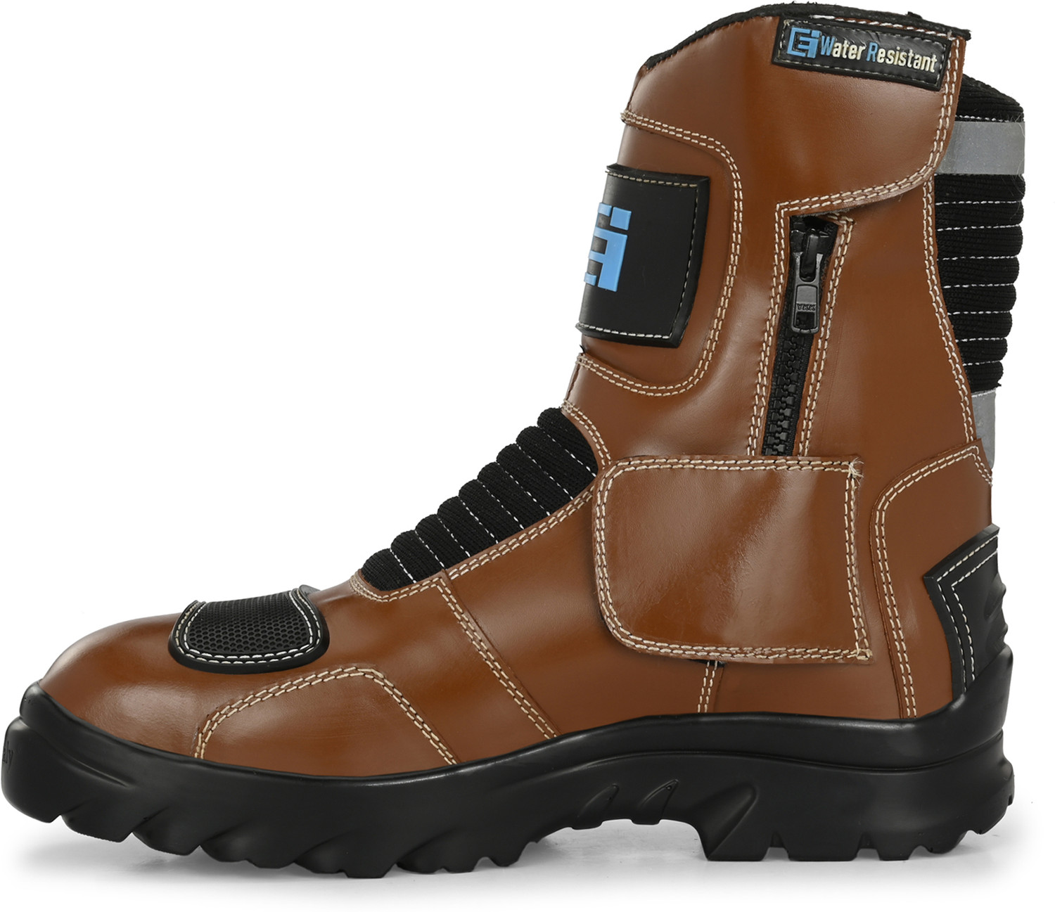 Image of EEGO ITALY Patrol, Water Resistant Biker booan i slip, 3M Reflectors,rubber gear protector Riding Shoes For Men