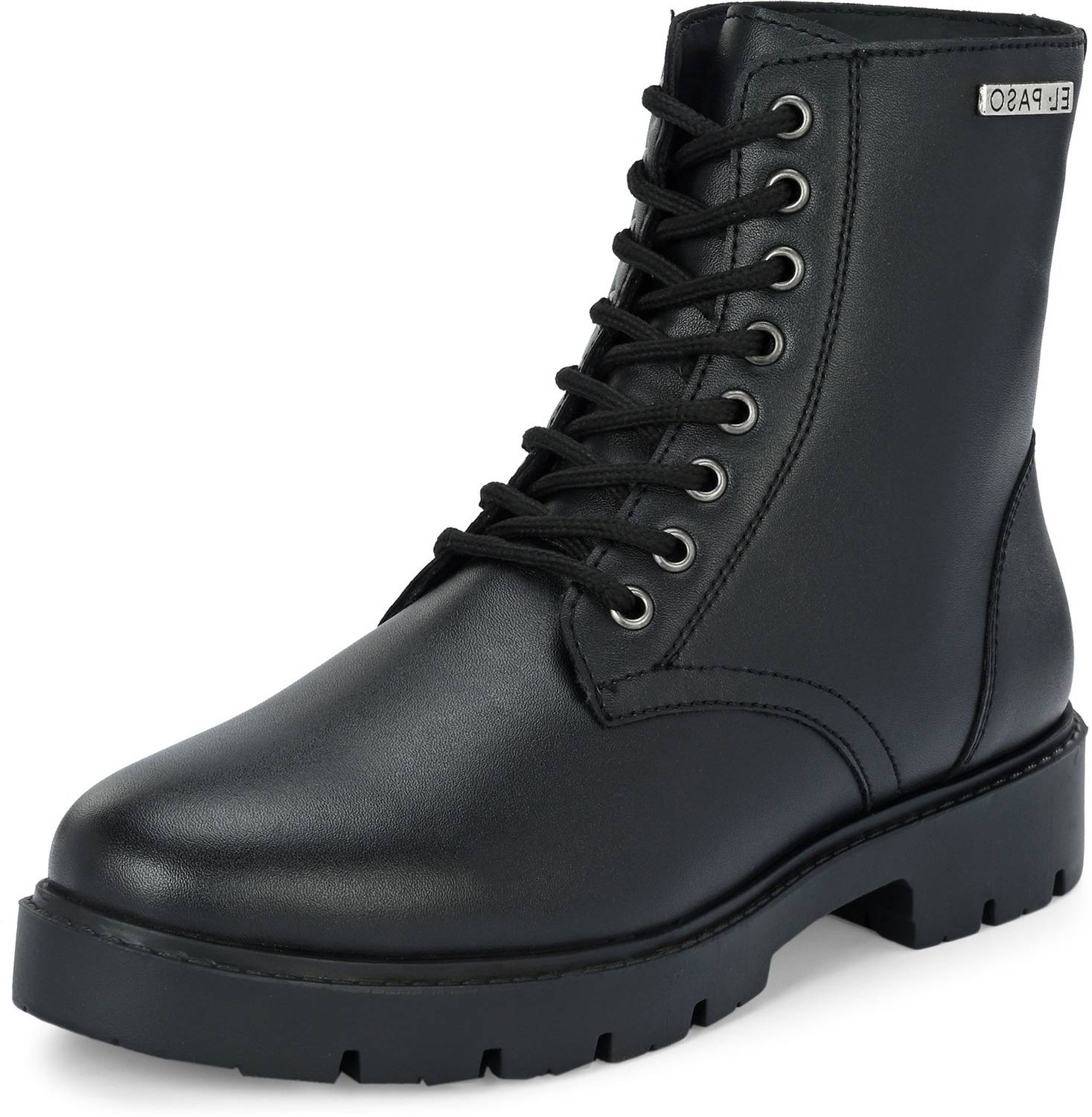 EL PASO Women Black Faux Leather Lace-Up Boots - Image 5