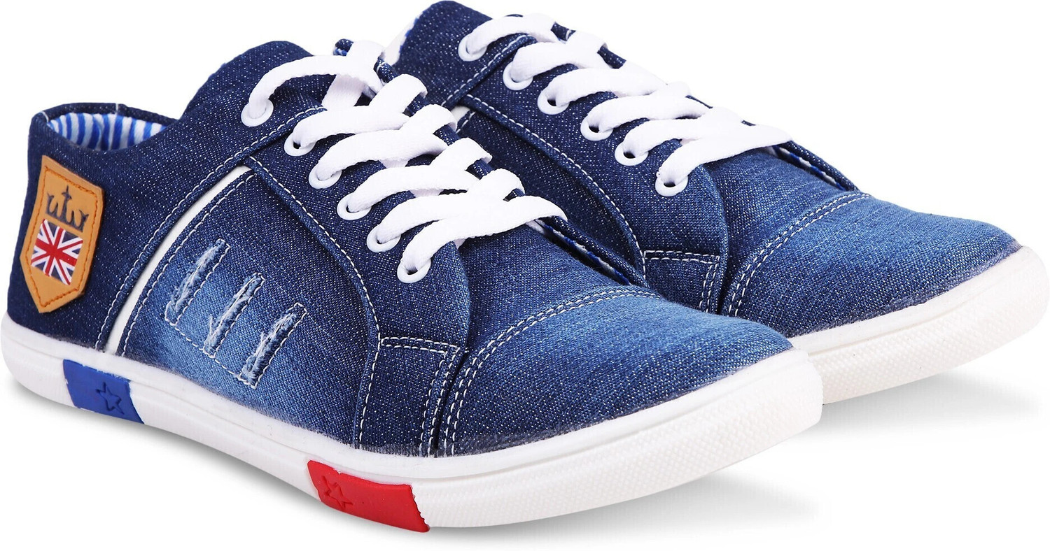 Image of zovim jeans shoes for men Sneakers For Men (Blue, 8)