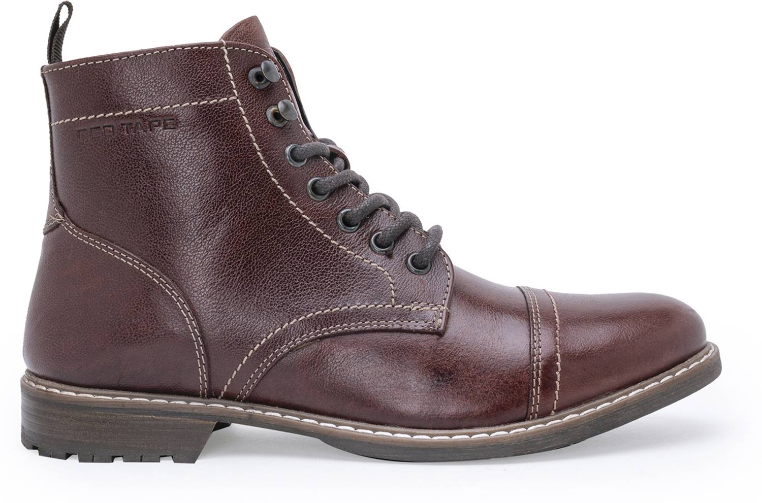 RED TAPE Men's Red Leather Ankle Boots - Image 5