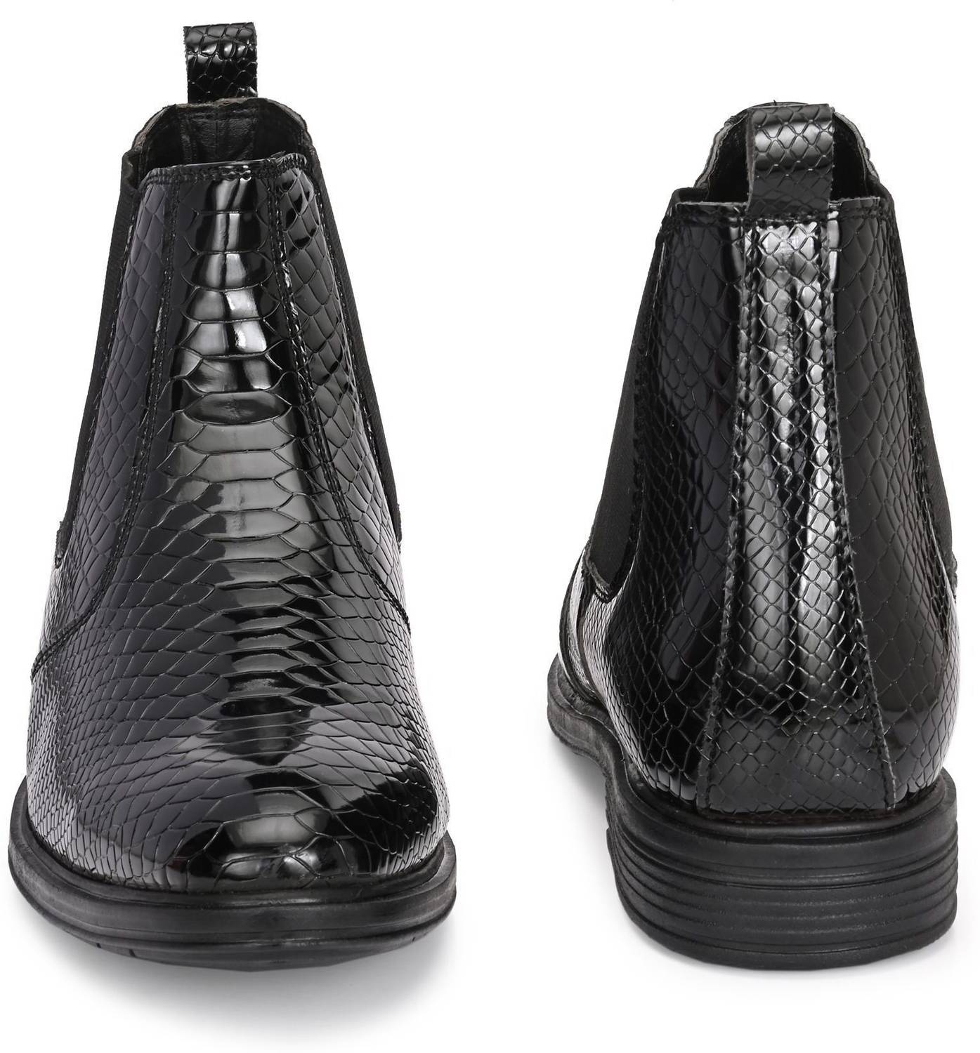 STALAG Men's Croco Texture Synthetic Leather Chelsea Boots - Image 4