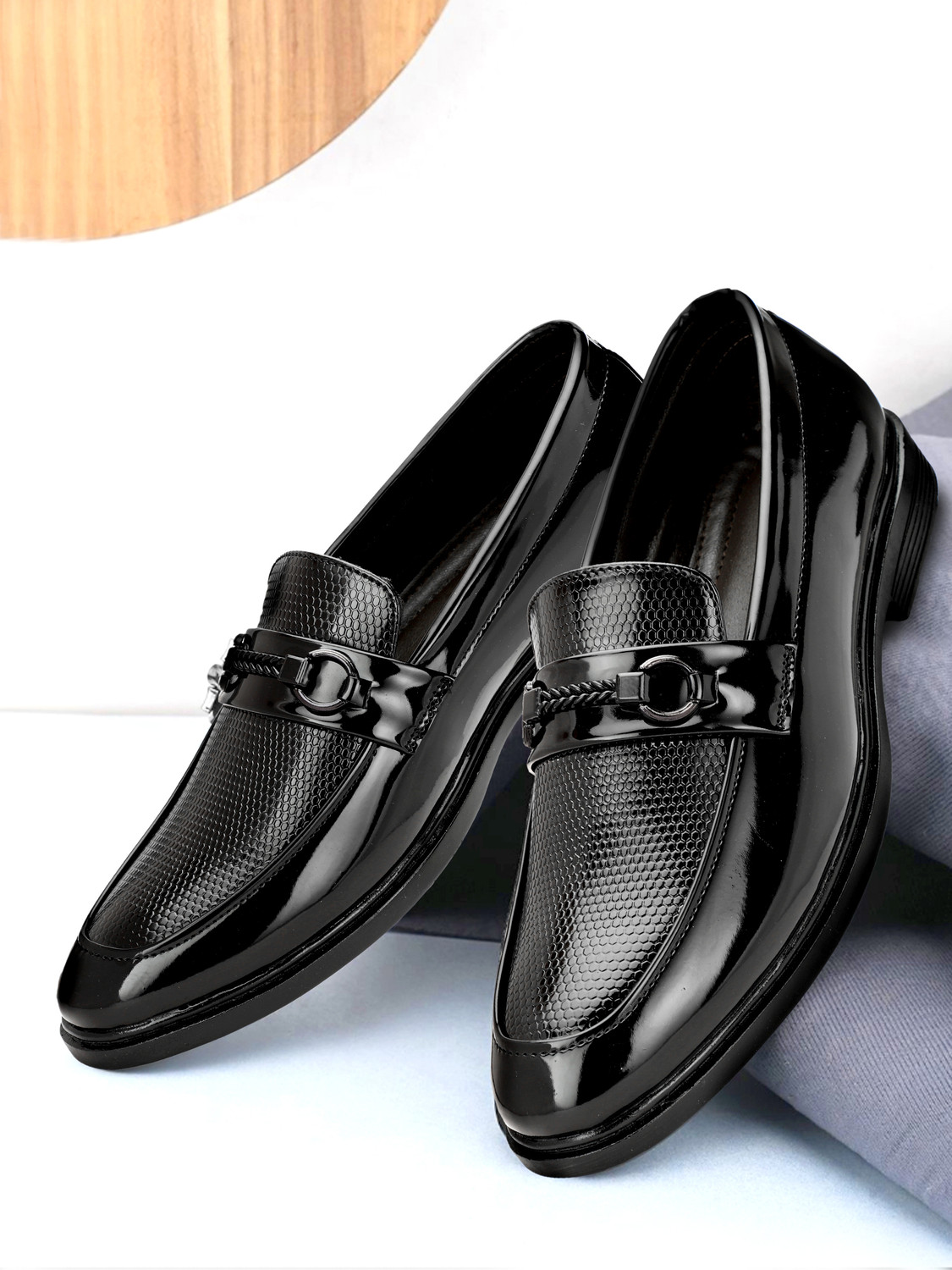 Image of Ravoz Stylish /Attractive /Comfortable Patent Leather Upper | Shining Jet Party Shoes Loafers For Men