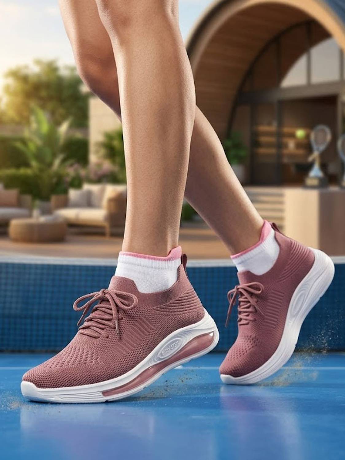 Hsquare Lilly 28 Walking Shoes For Women (Maroon , 7)