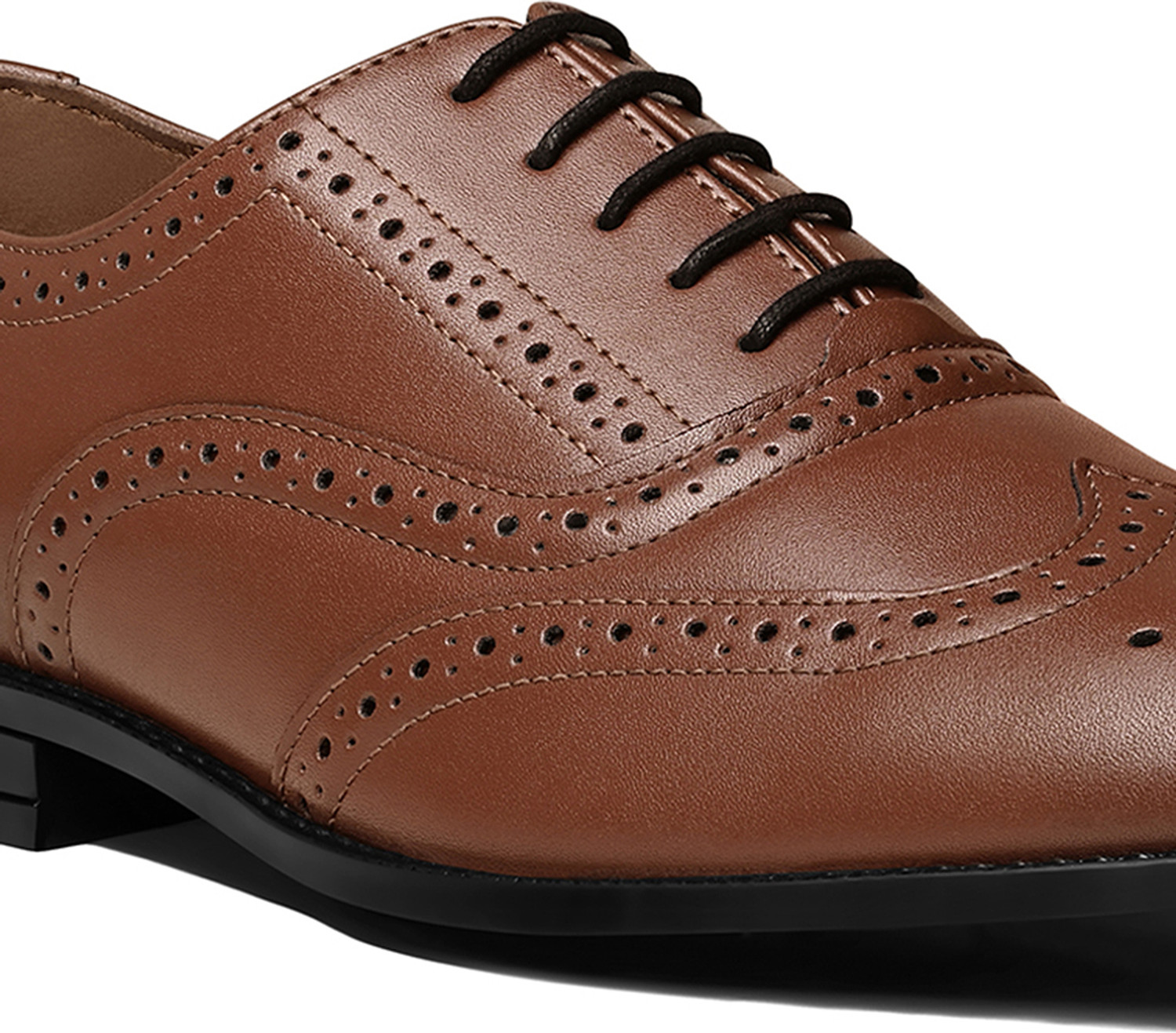 Image of LOUIS STITCH Russet Tan Wingtip Style Brogue Formal Shoes for Men - UK 11 Brogues For Men