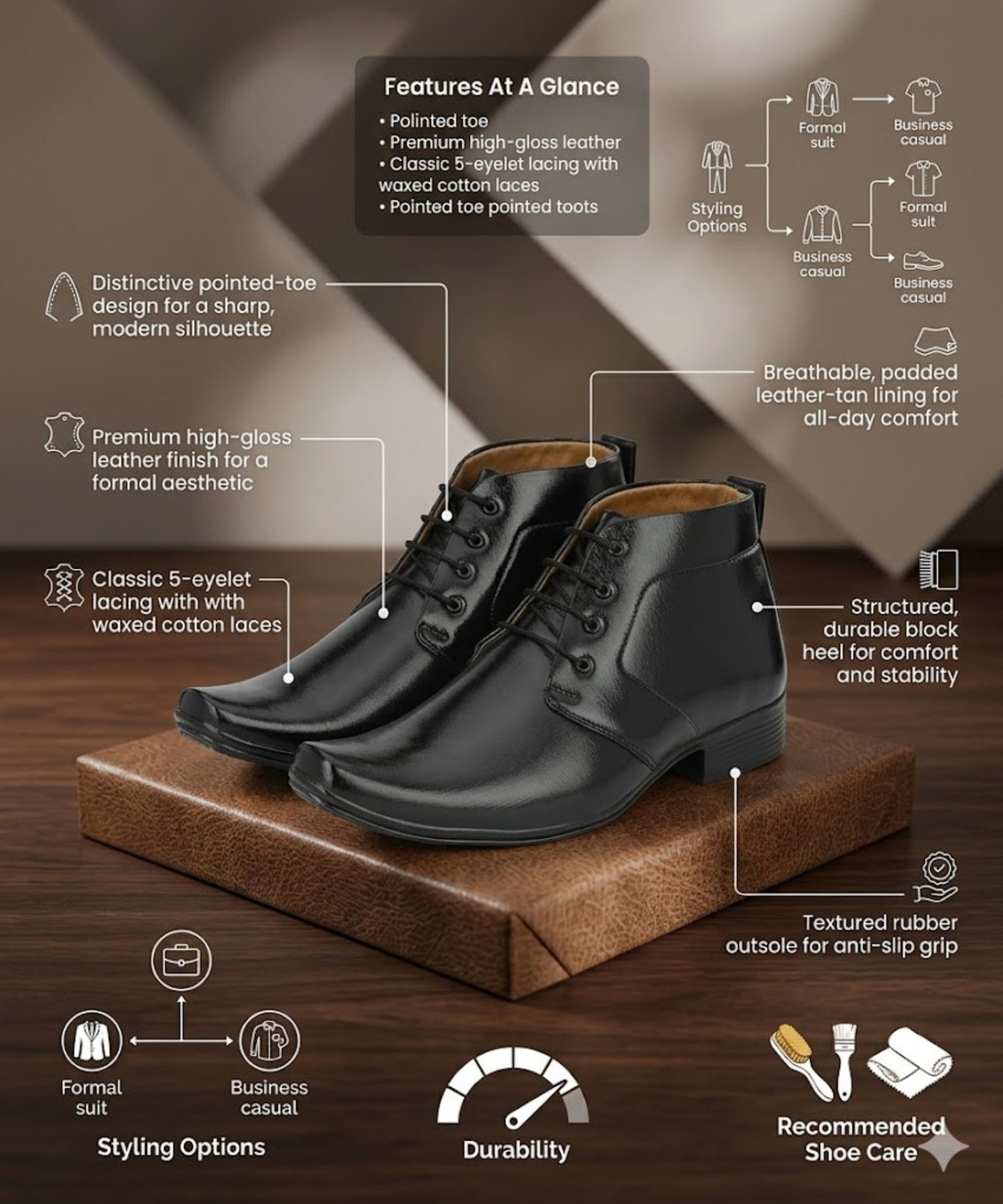 Image of LEE CATER Premium Oxford Class Designer Patent Leatherette Shining Jet Black Lace Up For Men