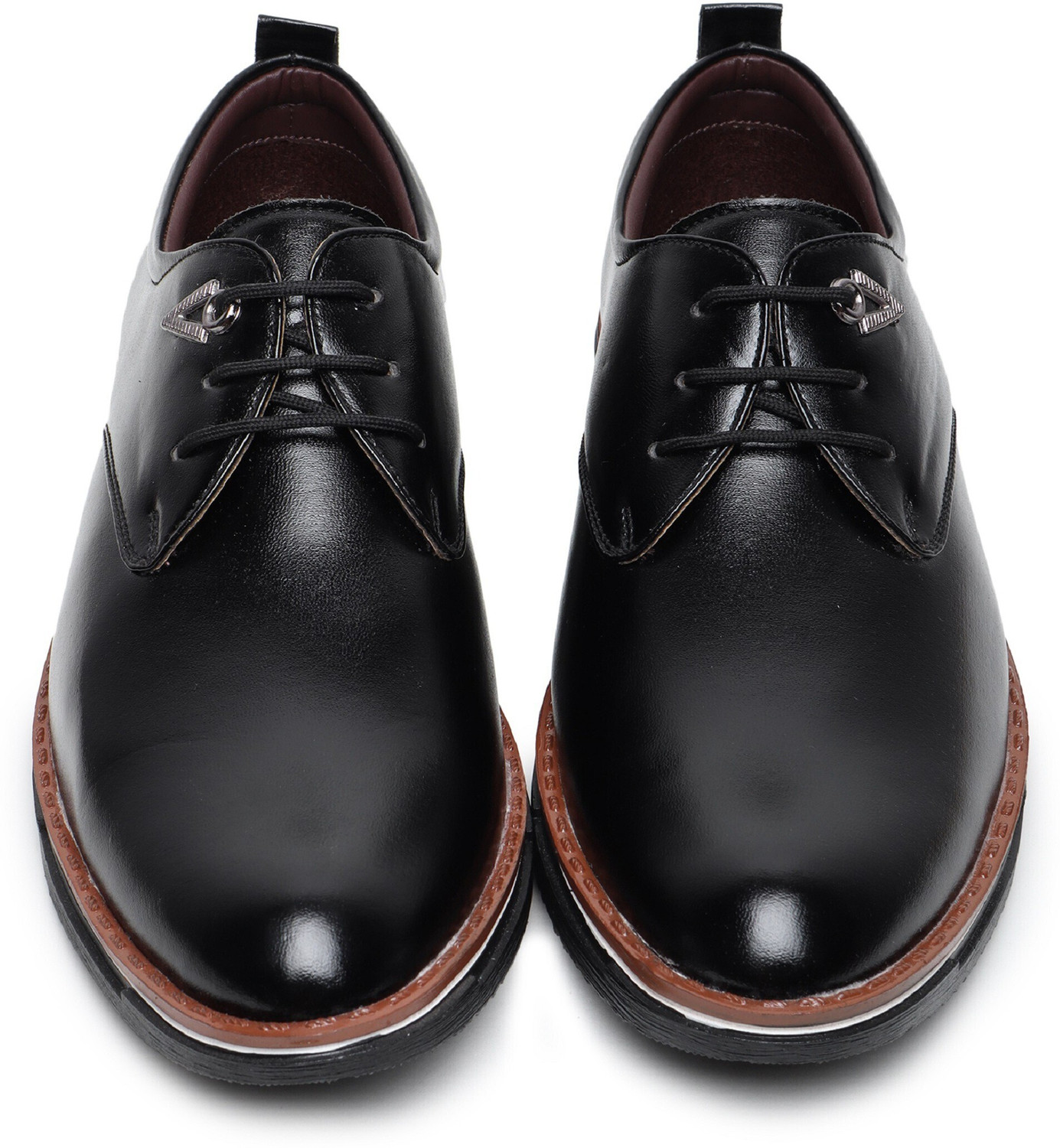 Image of Zixer Genuine Synthetic Leather Office Black Formal Shoes For Men Lace Up For Men