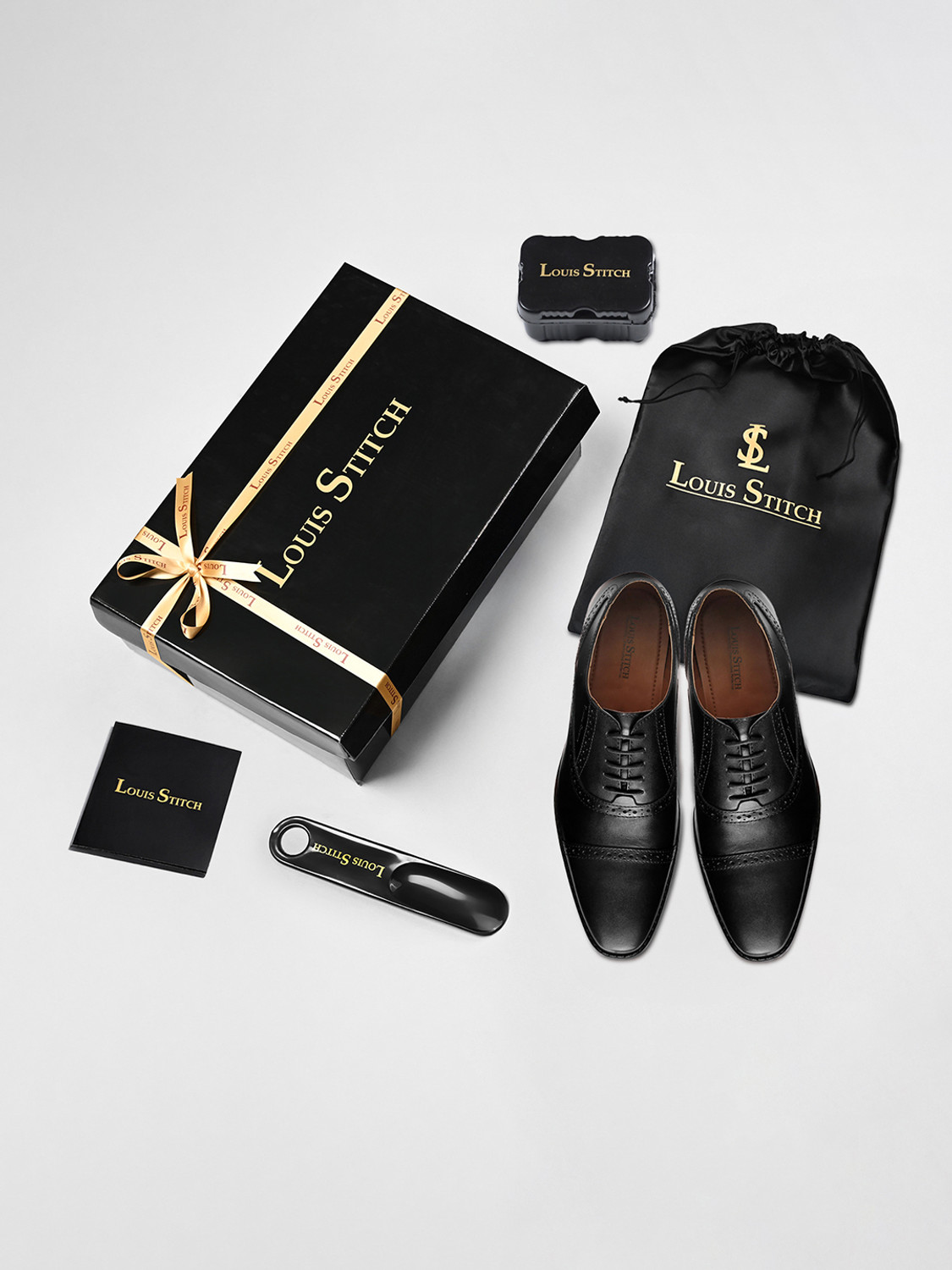 Image of LOUIS STITCH Handmade Italian Leather Oxford Formal Lace Up Shoe for Men- 7 UK (Ebony Black) Oxford For Men