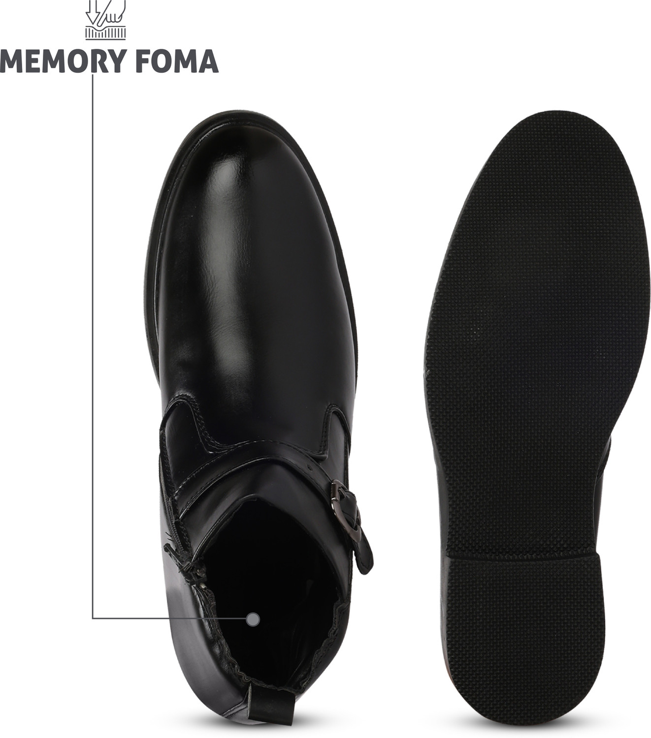 Image of Kraasa Luxury Solid Outdoor, Trendy, Lightweight, Chelsea Boots For Men (Black, 8)