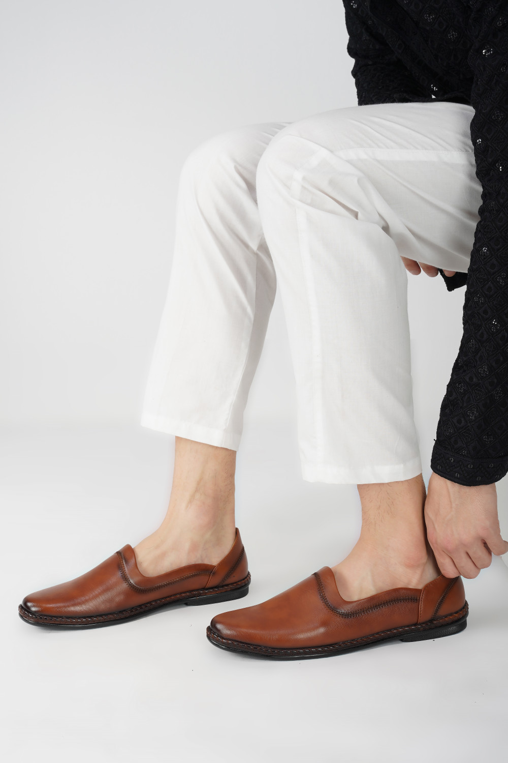 Image of leacom Men's Ethnic Slip On Stylish Nagra shoes, Juttis and Mojaris Jutis For Men