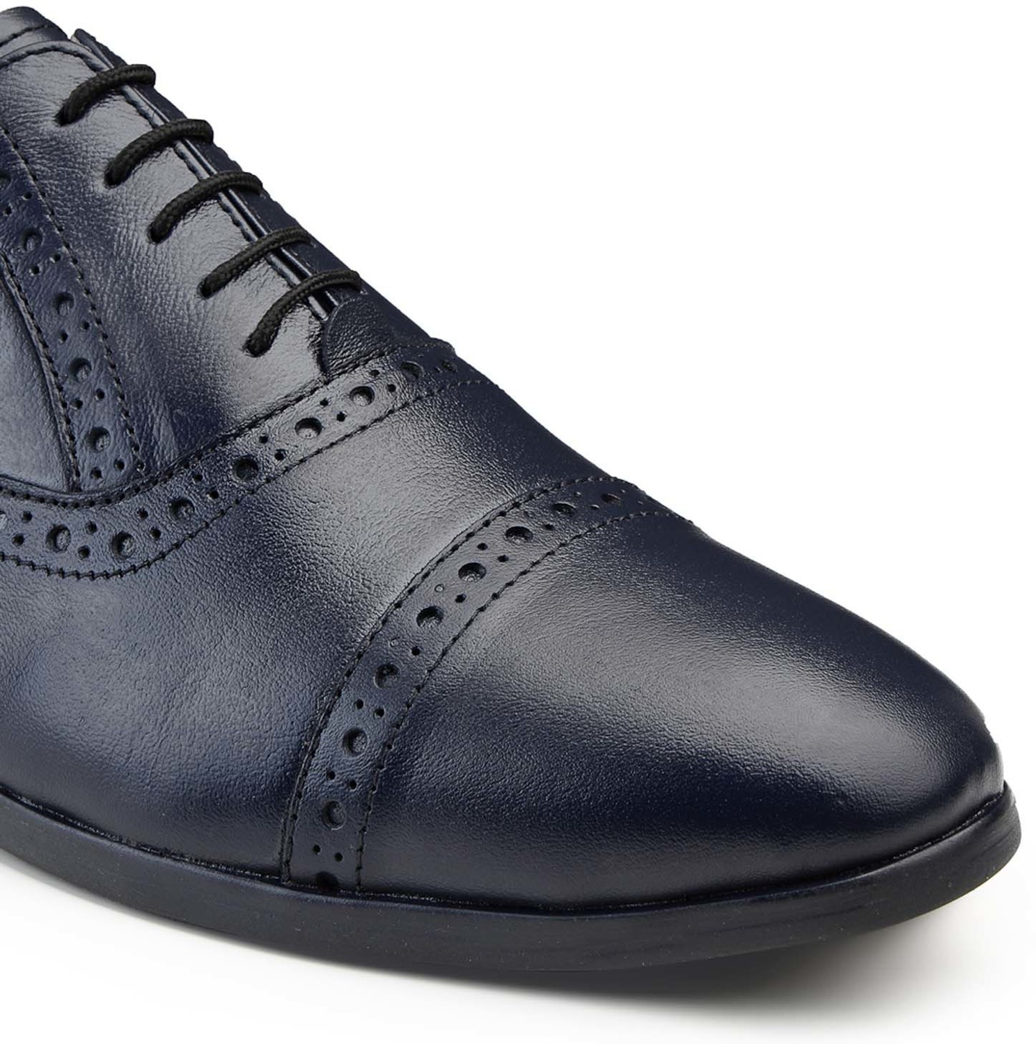 Image of LOUIS STITCH Men Blue Leather Oxford Formal Lace Up Shoes - LSRGOXBU - UK 9 Corporate Casuals For Men