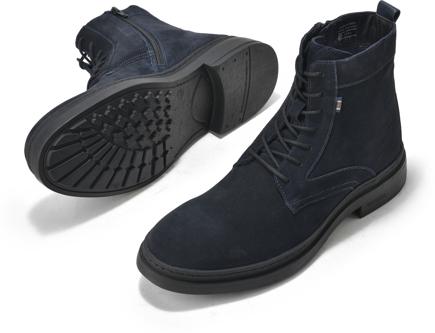 Image of WOODLAND Outdoor Durable Comfortable Everyday High Ankle Boots For Men (Navy, 10)