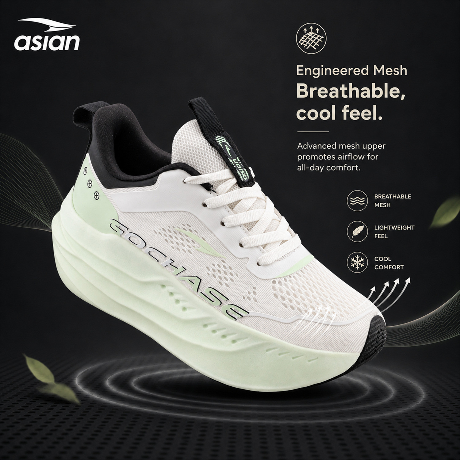 Image of asian Aerofoam-01 Men's Running Shoes with Mesh Upper and Energy Return Sole Running Shoes For Men
