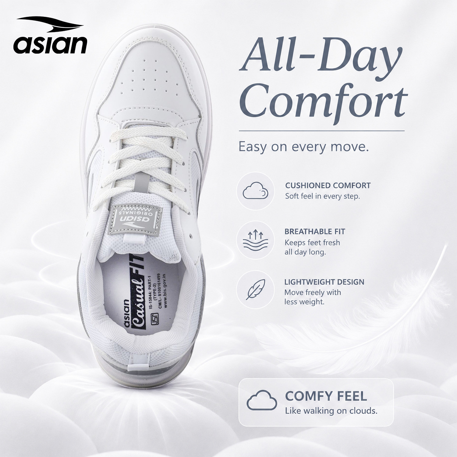 Image of asian Defender-03 Men's Casual Sneakers with Cushioned Sole & Low Top Style Sneakers For Men