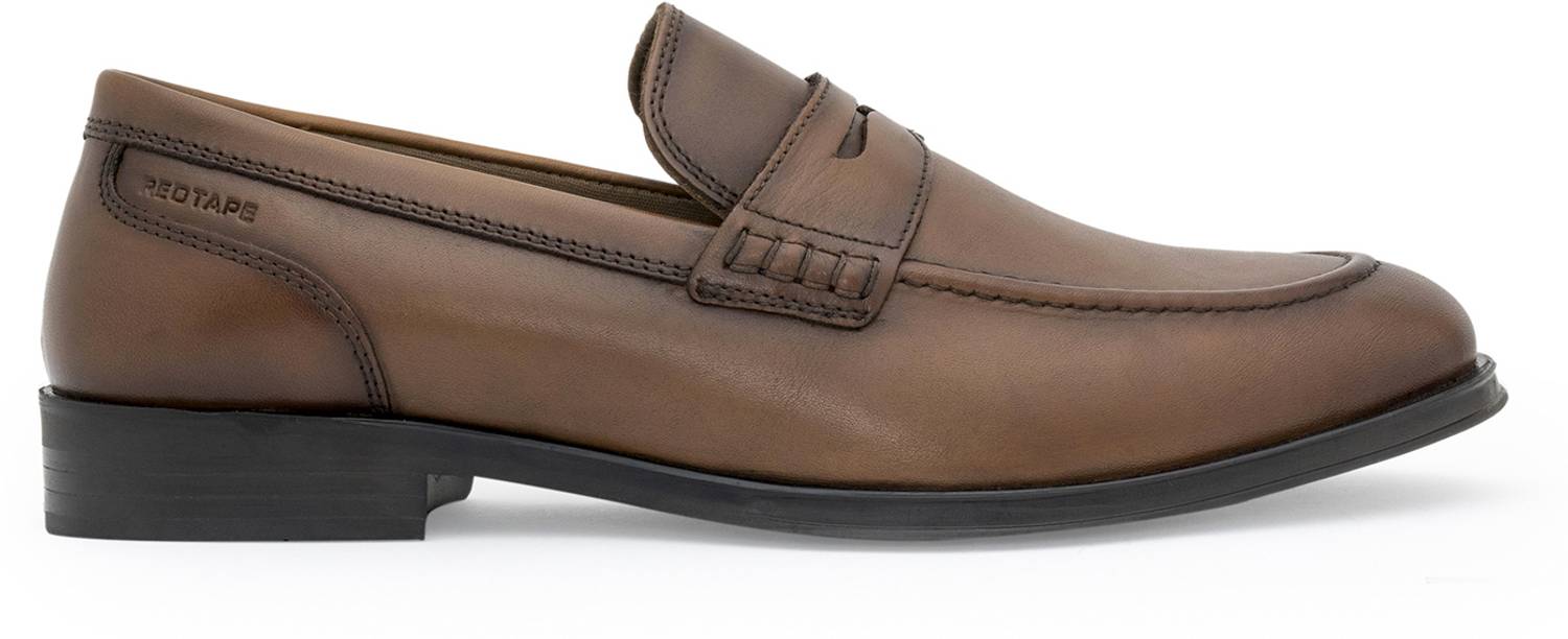 RED TAPE Men Red Leather Loafers - Image 2