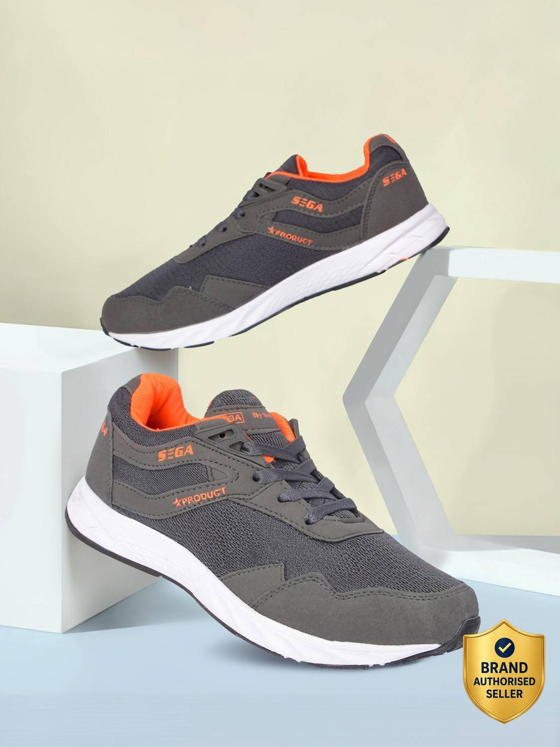 SEGA Grey Marathon Running Shoes For Men - Image 1
