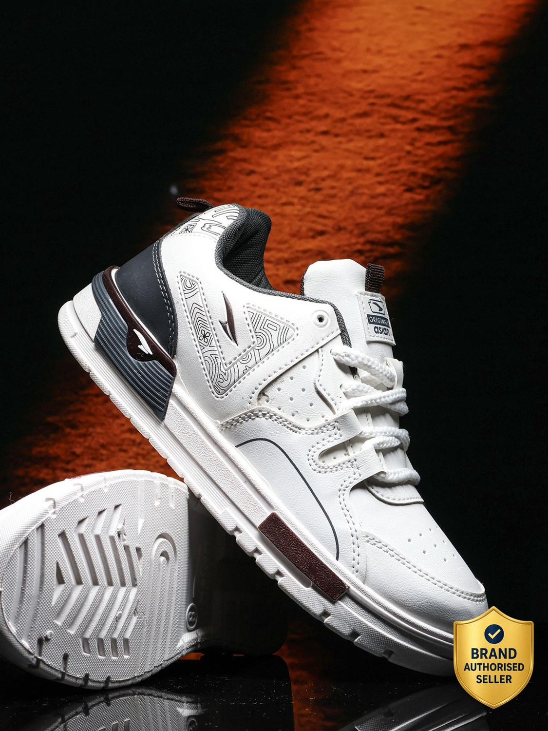 Image of asian Motion-01 Men's Lightweight Sneaker with Soft Cushioning & Sporty Grip Sole Sneakers For Men (White, Grey, 9)