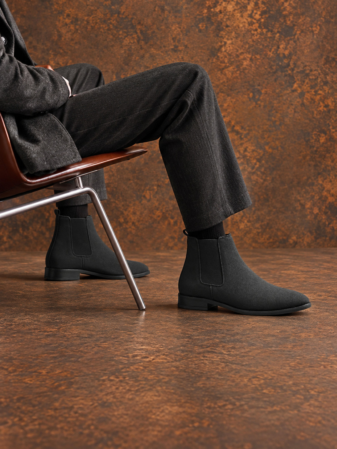 Image of Kraasa Luxury Solid Outdoor, Trendy, Lightweight, Chelsea Boots For Men (Black, 8)