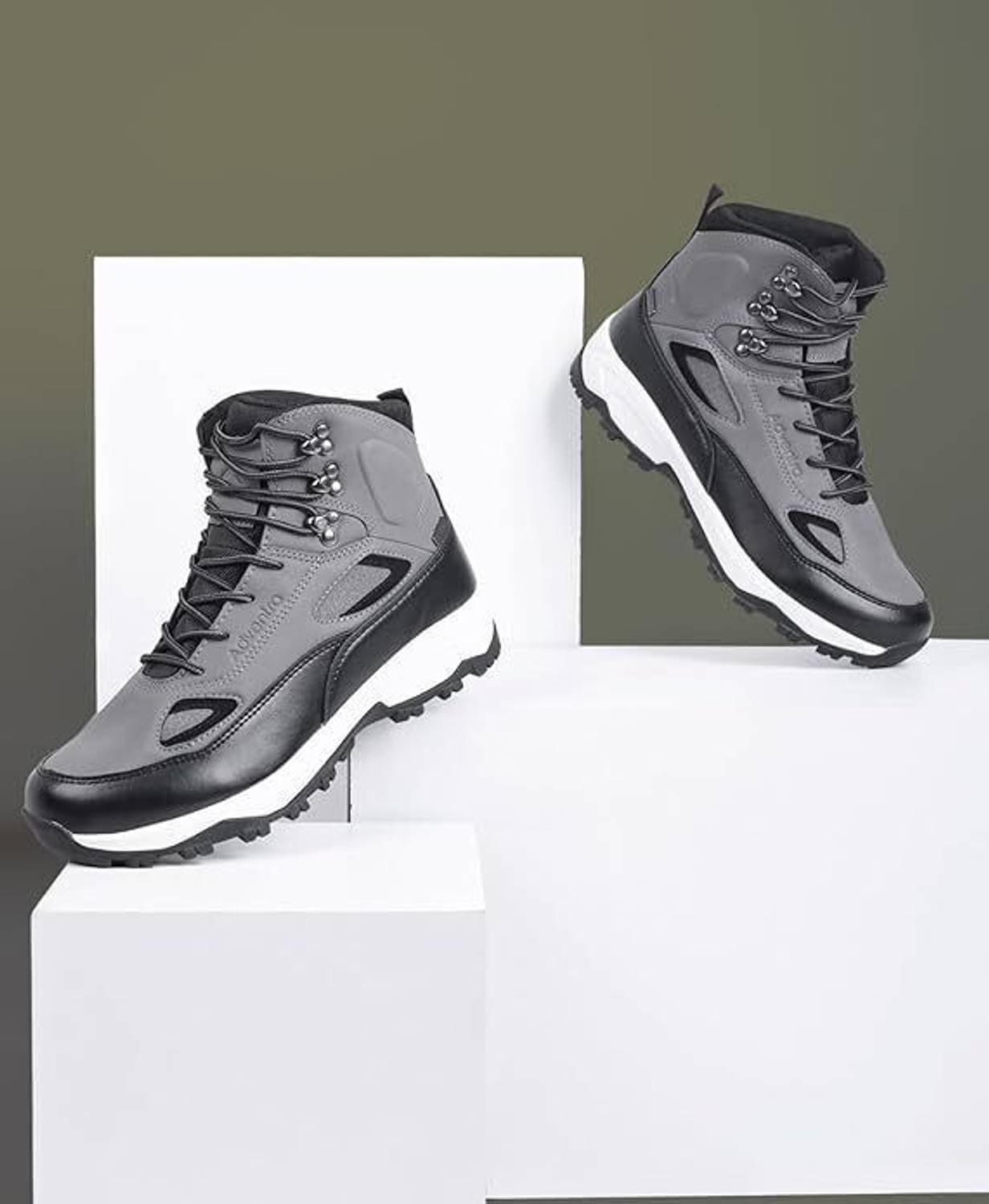 Adventra Men Waterproof Mid-Top Trekking Shoes Grey - Image 4