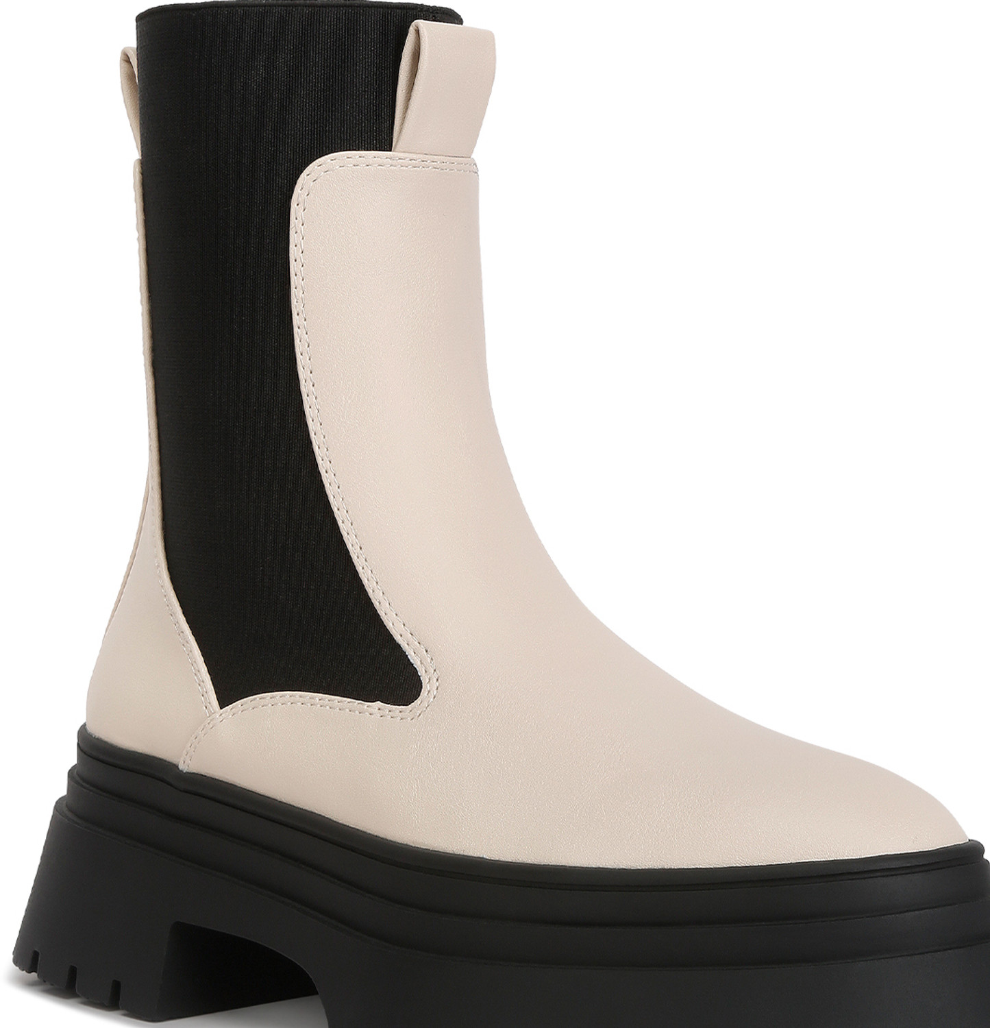 Image of London Rag Beige High Top Chunky Chelsea Boots Boots For Women