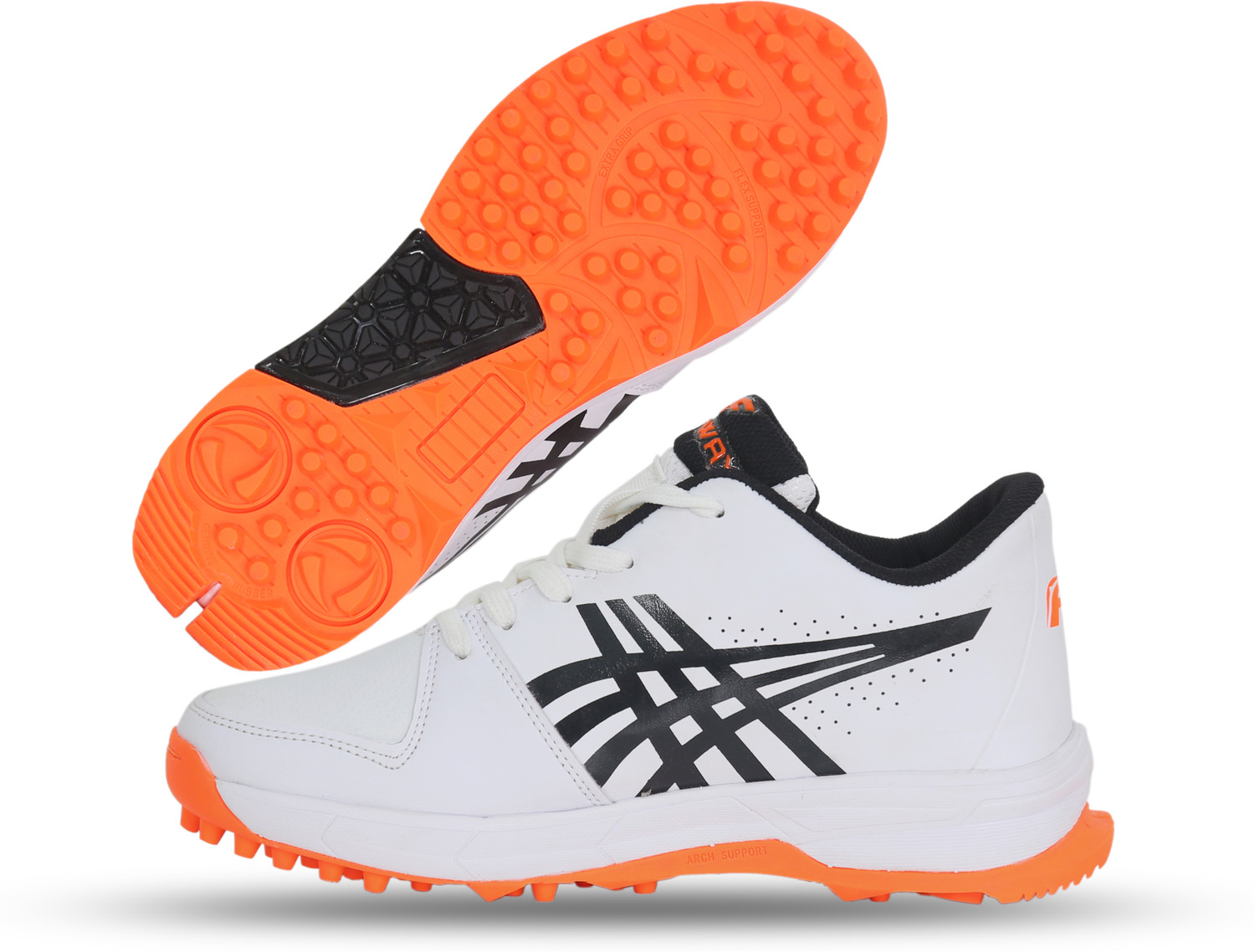 Image of Fitway 1900 PK GEL Cricket Shoes For Unisex (Orange, White, 6)