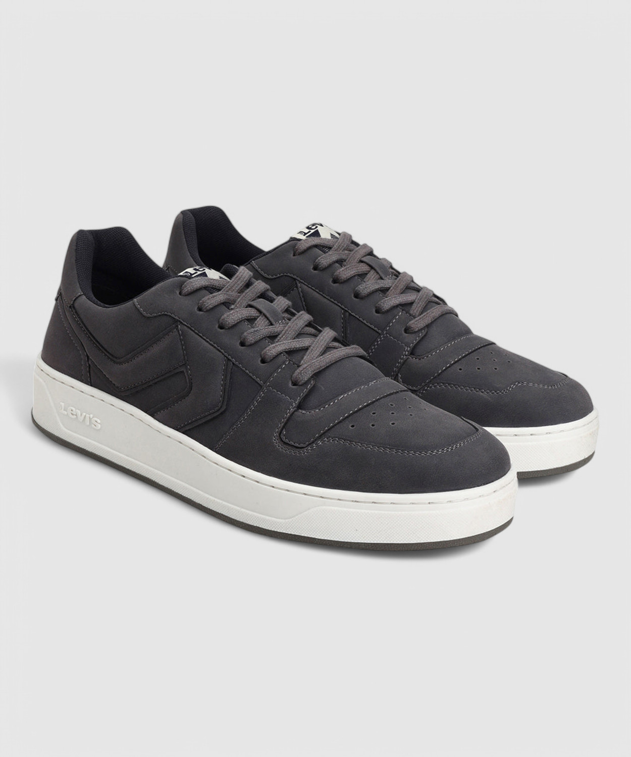 Image of LEVI'S Men's Charcoal-Grey Solid Sneakers Sneakers For Men