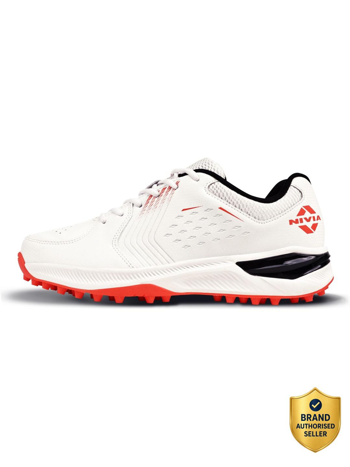 Image of NIVIA CRICK 500 1.0, Mesh & PVC Upper, Rubber Stud Sole, Duofoam Cushion Cricket Shoes For Men