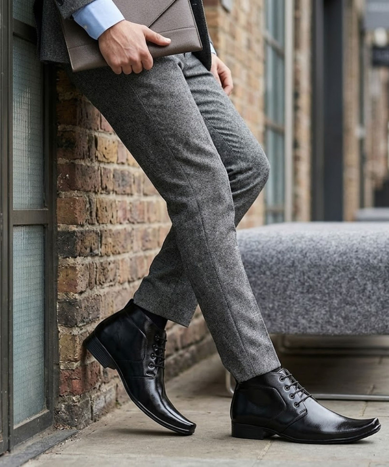 Image of LEE CATER Premium Oxford Class Designer Patent Leatherette Shining Jet Black Lace Up For Men