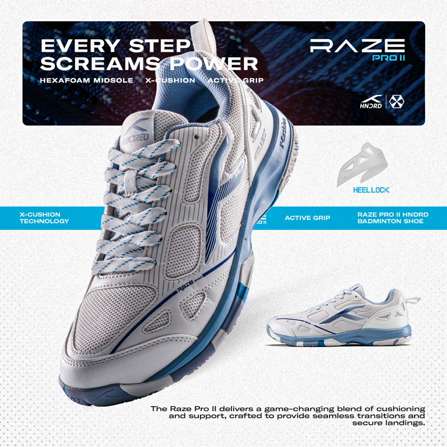 Image of Hundred Raze Pro II Badminton Shoes For Men