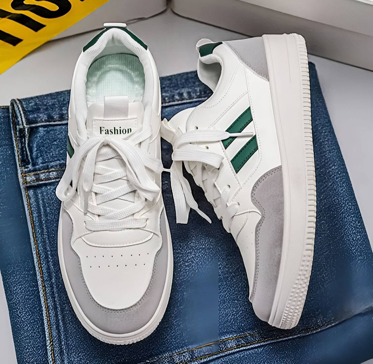 Pocy White Men's Breathable Sneakers - Image 2