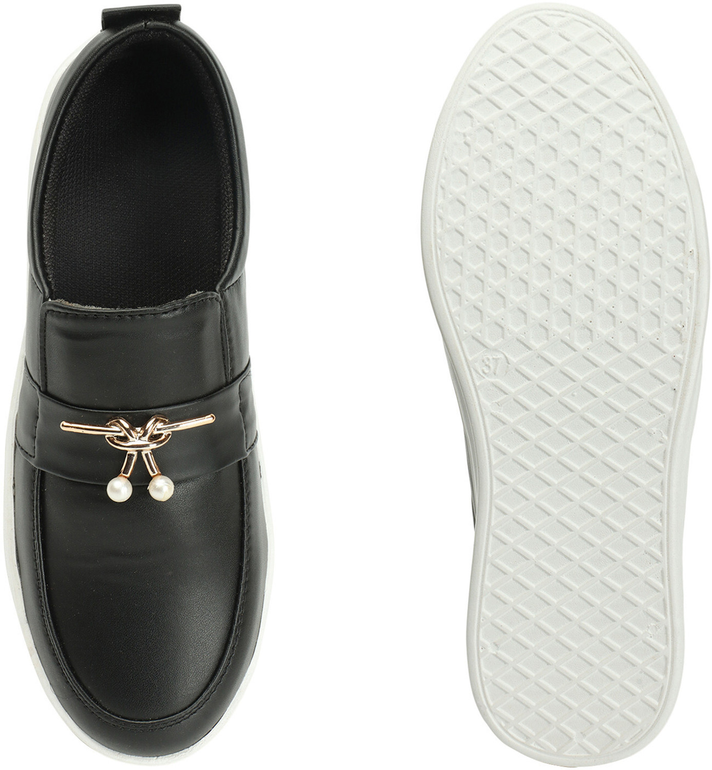 Image of ArranQue Casual pearl Buckle Detailed slip on For Women & Girls Loafers For Women