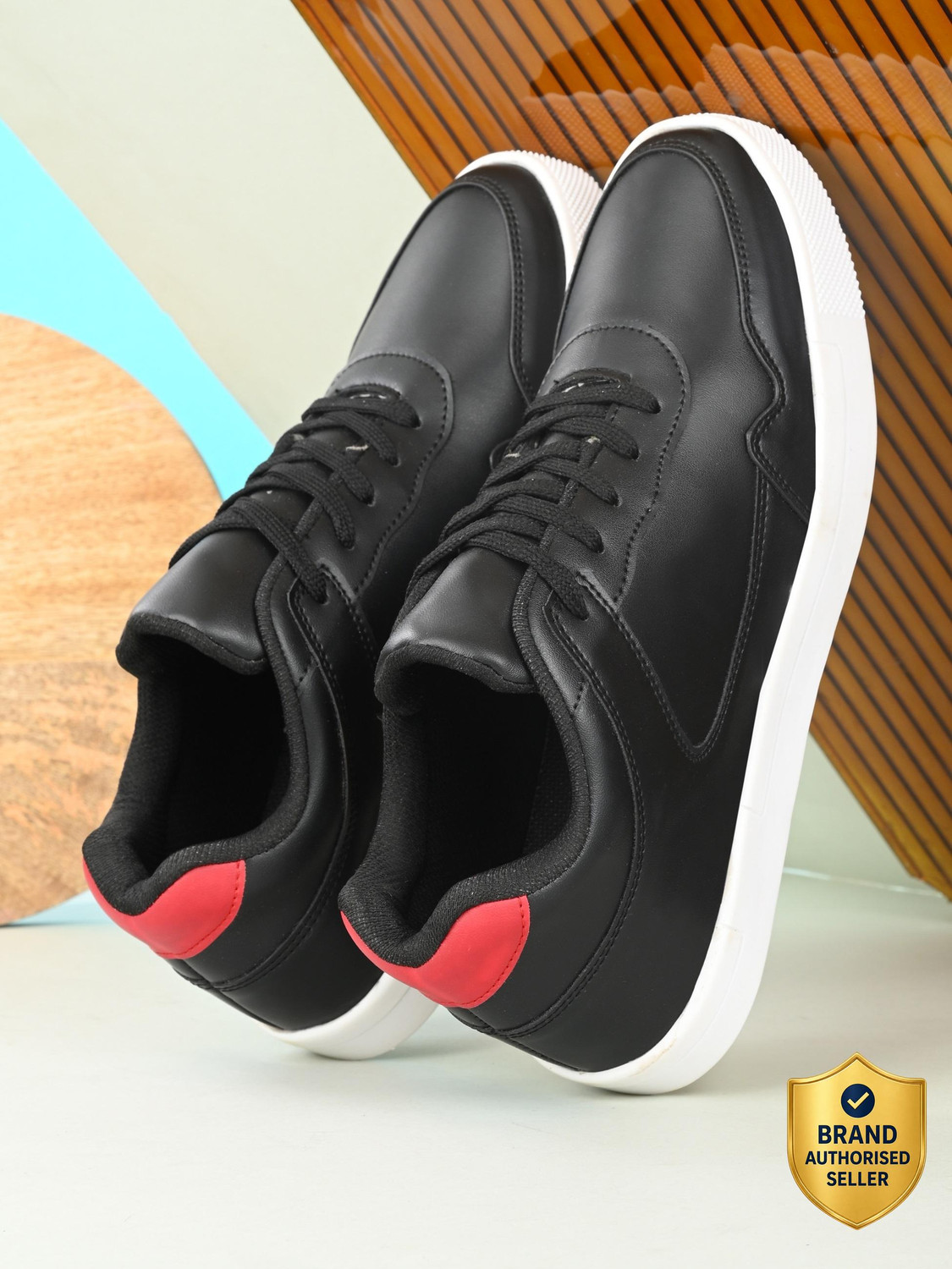 Image of Mast & Harbour Faux Leather Lace-Up Lightweight Sneakers For Men