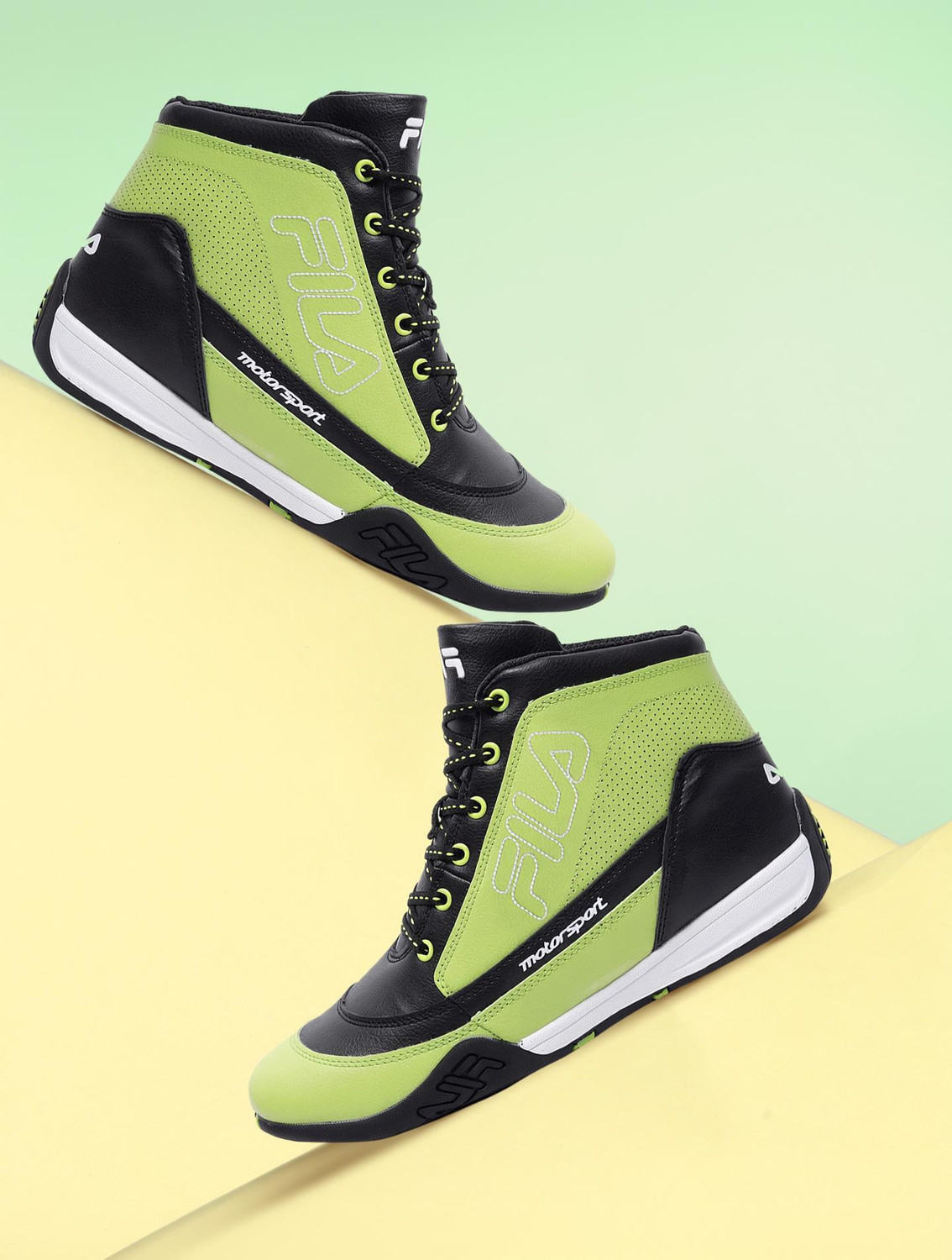 Image of FILA Motorsport Shoes For Men (Black, Green, 7)
