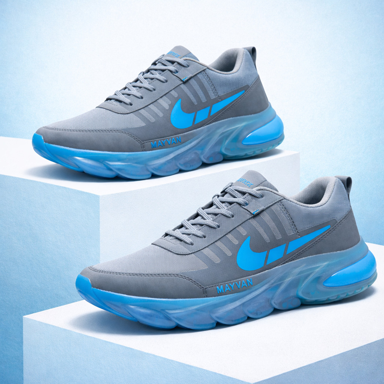 Image of MAYVAN MAYVAN AeroPro Blue Air Cushion Performance Running Sneakers Sneakers For Men