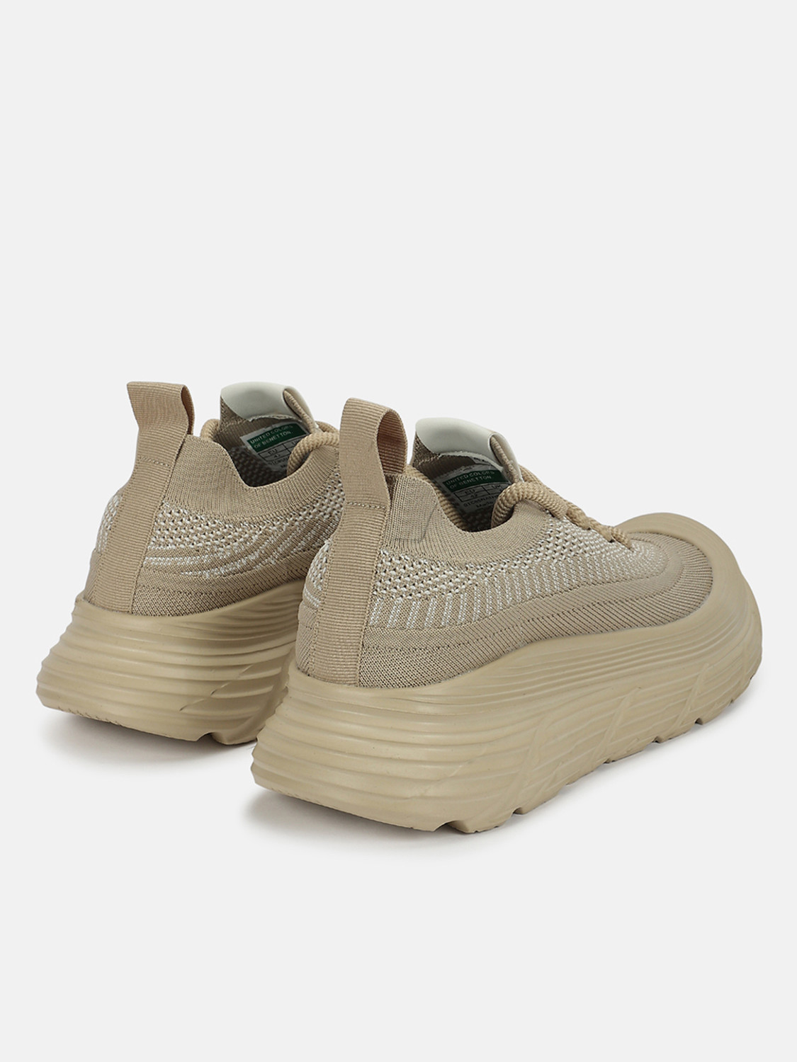 Image of United Colors of Benetton Textured Lace-Ups Knitted Chunk Sneakers Sneakers For Men
