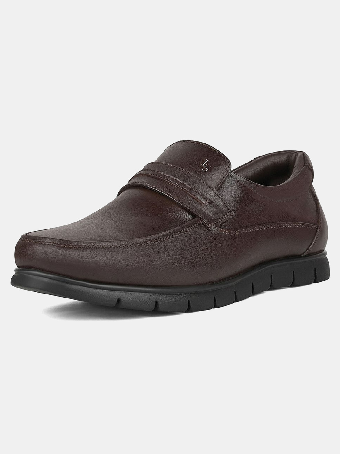 Image of LOUIS STITCH Brunette Brown Leather Shoes for Men, Comfortable Slip-On Moccasins, UK-10 Slip On For Men