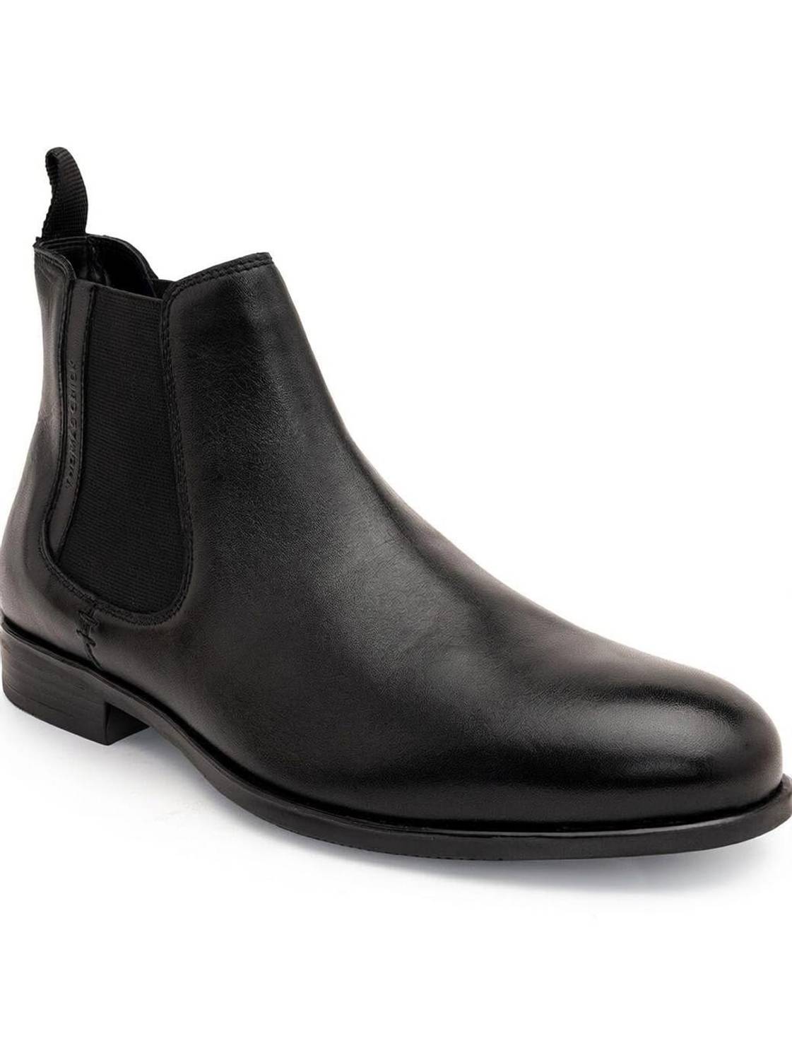 Premium Leather Pull Tab Elasticated Side Cushioned Insole Boots For Men - Image 1