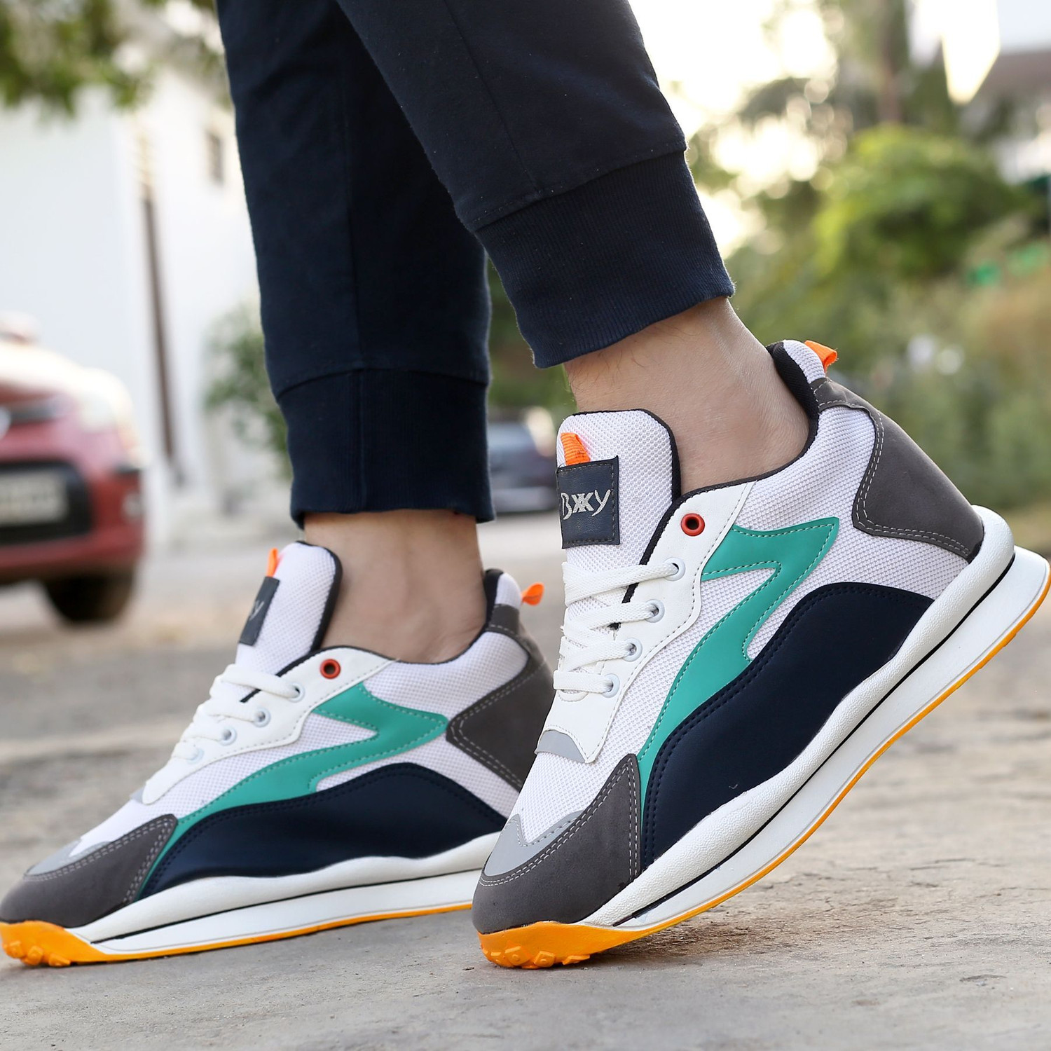 Image of BXXY Men's 3 Inch Hidden Height Increasing Navy Casual Sports, Walking Lace-Up shoes. Running Shoes For Men