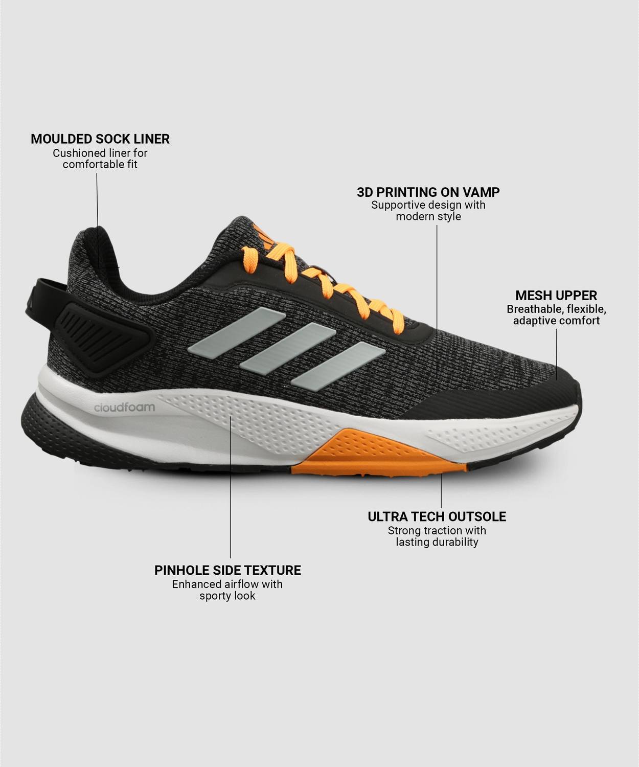 ADIDAS RUN STEADY M Running Shoes for Men (Gray) - Image 2